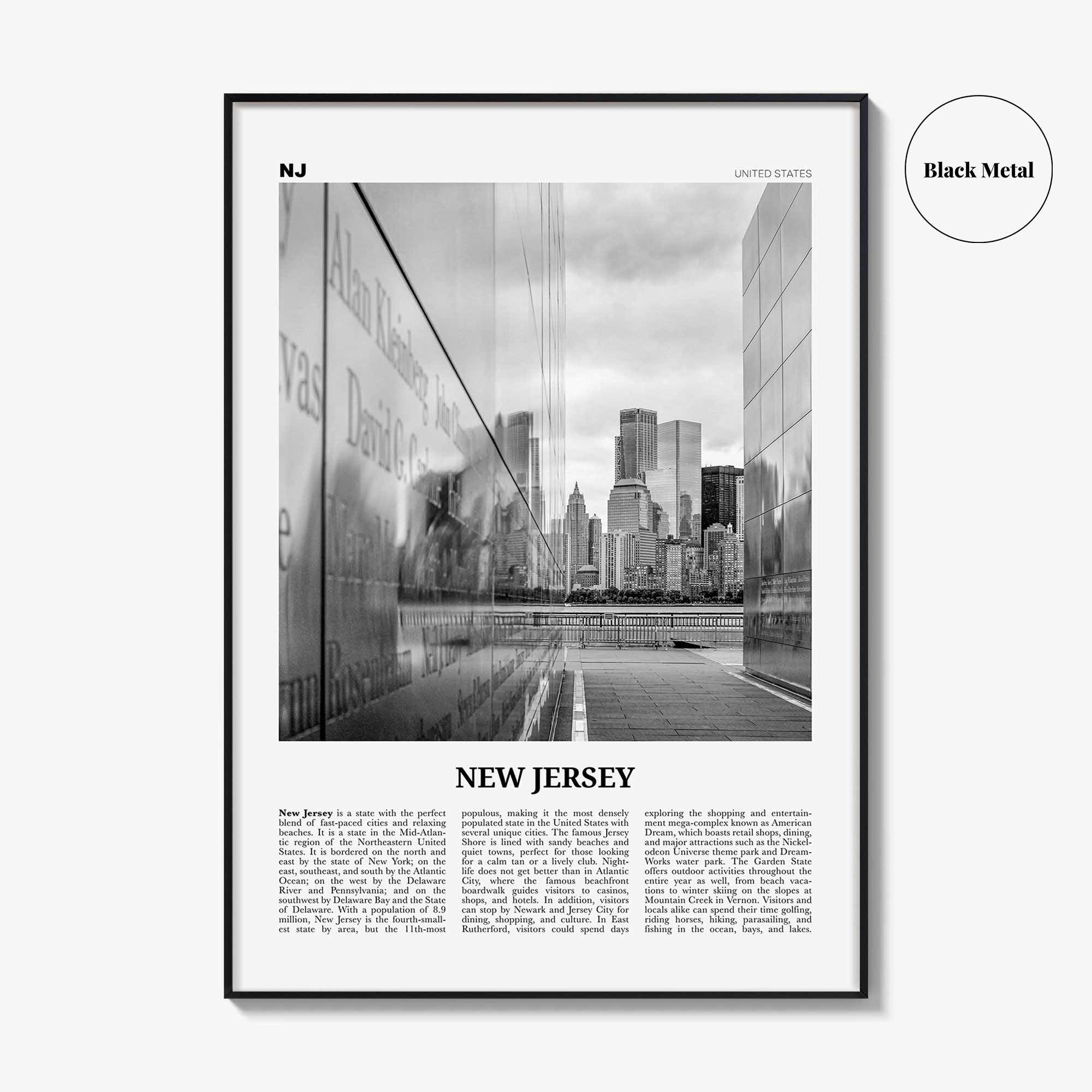 New Jersey Print Black and White No 3, New Jersey Wall Art, New Jersey Poster, New Jersey Photo, New Jersey Wall Decor, USA