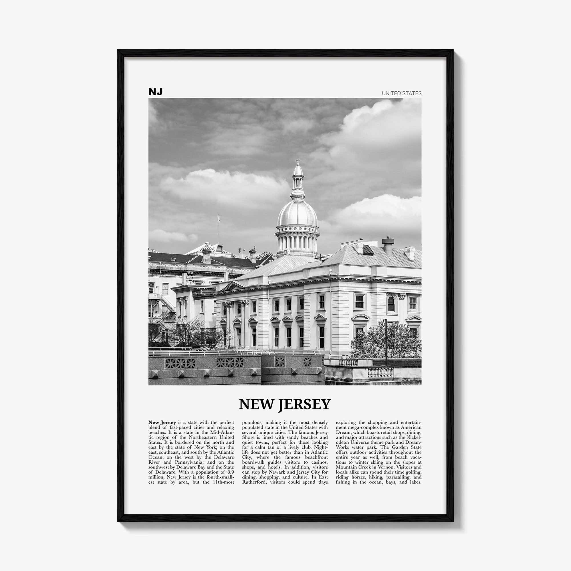 New Jersey Print Black and White No 4, New Jersey Wall Art, New Jersey Poster, New Jersey Photo, USA, United States, North America