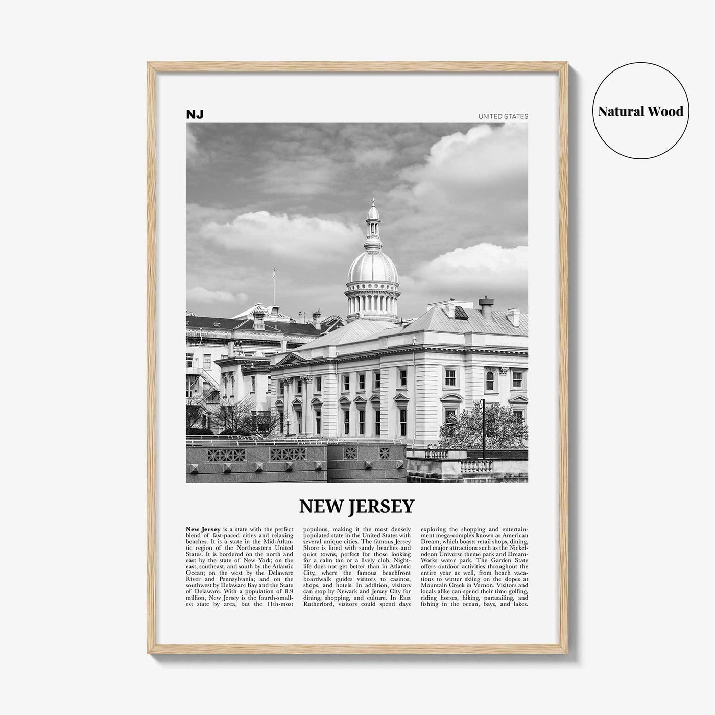 New Jersey Print Black and White No 4, New Jersey Wall Art, New Jersey Poster, New Jersey Photo, USA, United States, North America