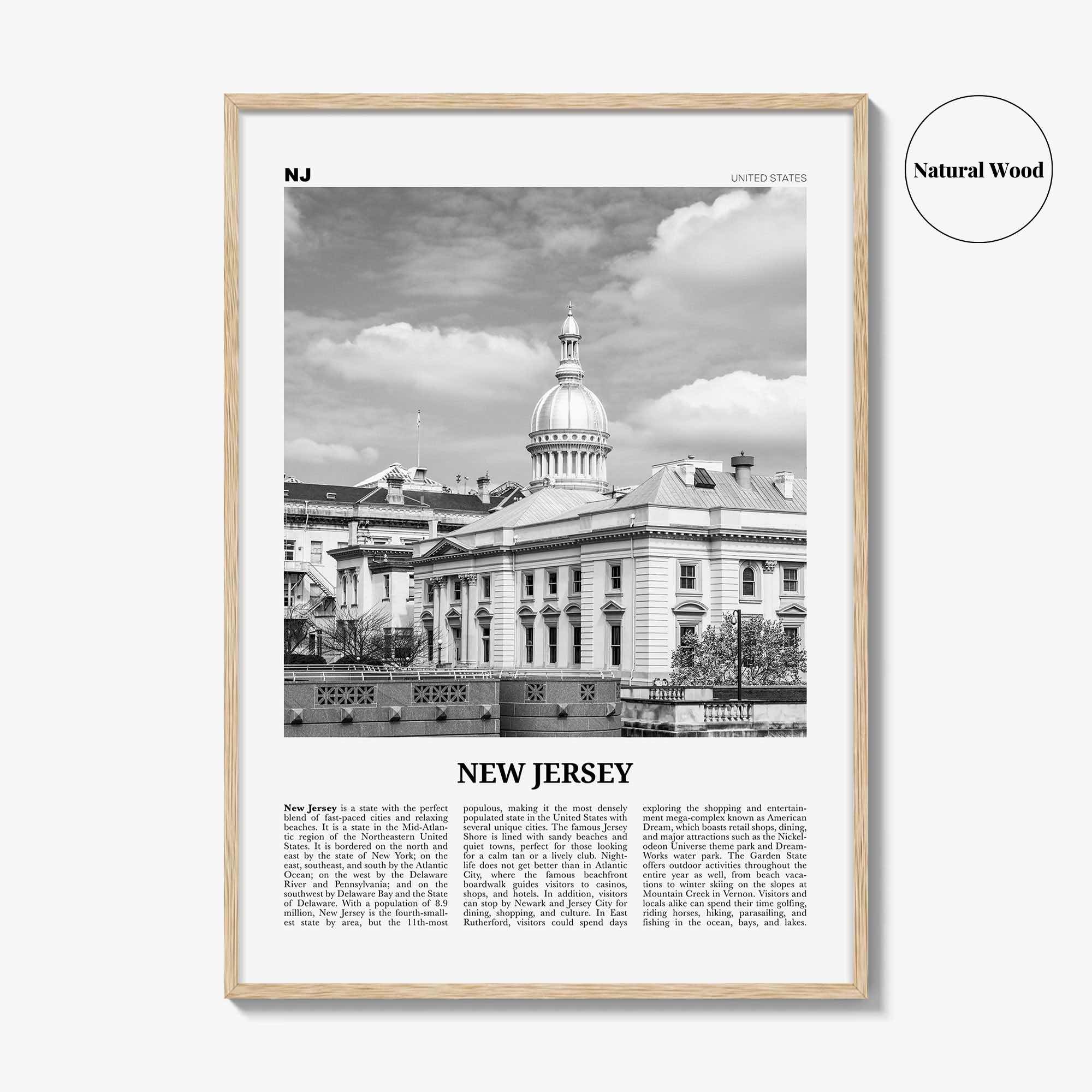 New Jersey Print Black and White No 4, New Jersey Wall Art, New Jersey Poster, New Jersey Photo, USA, United States, North America