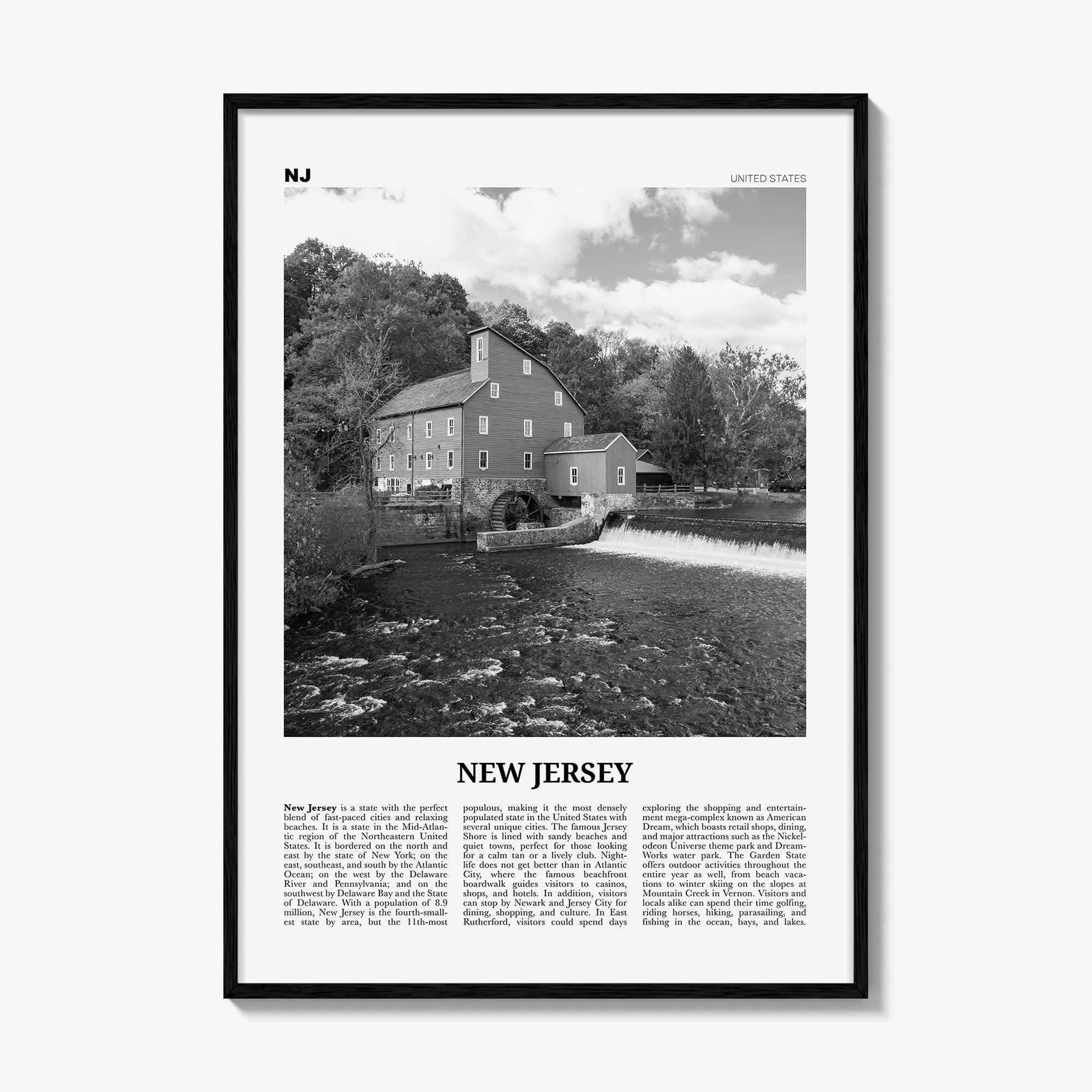 New Jersey Print Black and White No 5, New Jersey Wall Art, New Jersey Poster, New Jersey Photo, New Jersey Wall Décor, New Jersey Map