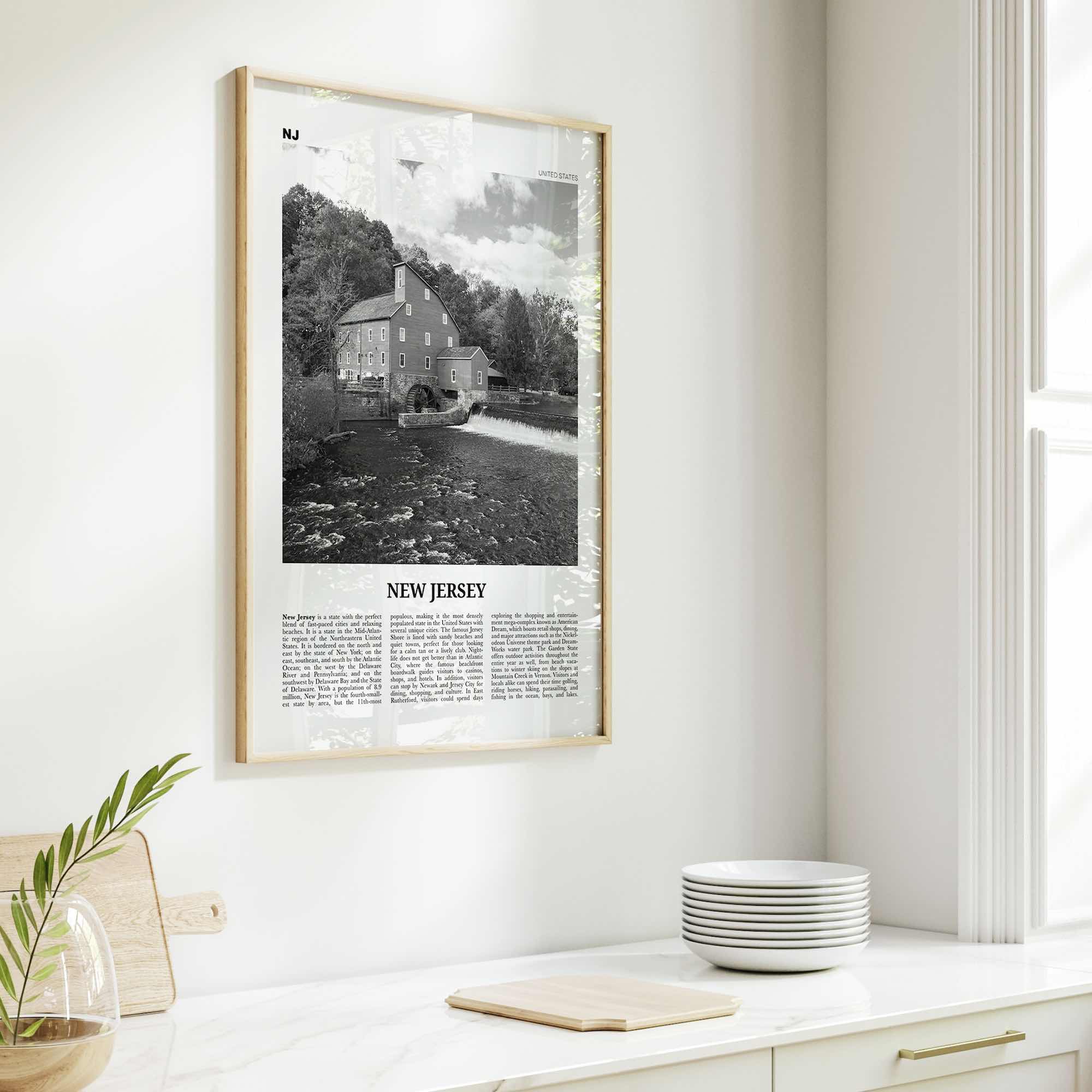 New Jersey Print Black and White No 5, New Jersey Wall Art, New Jersey Poster, New Jersey Photo, New Jersey Wall Décor, New Jersey Map