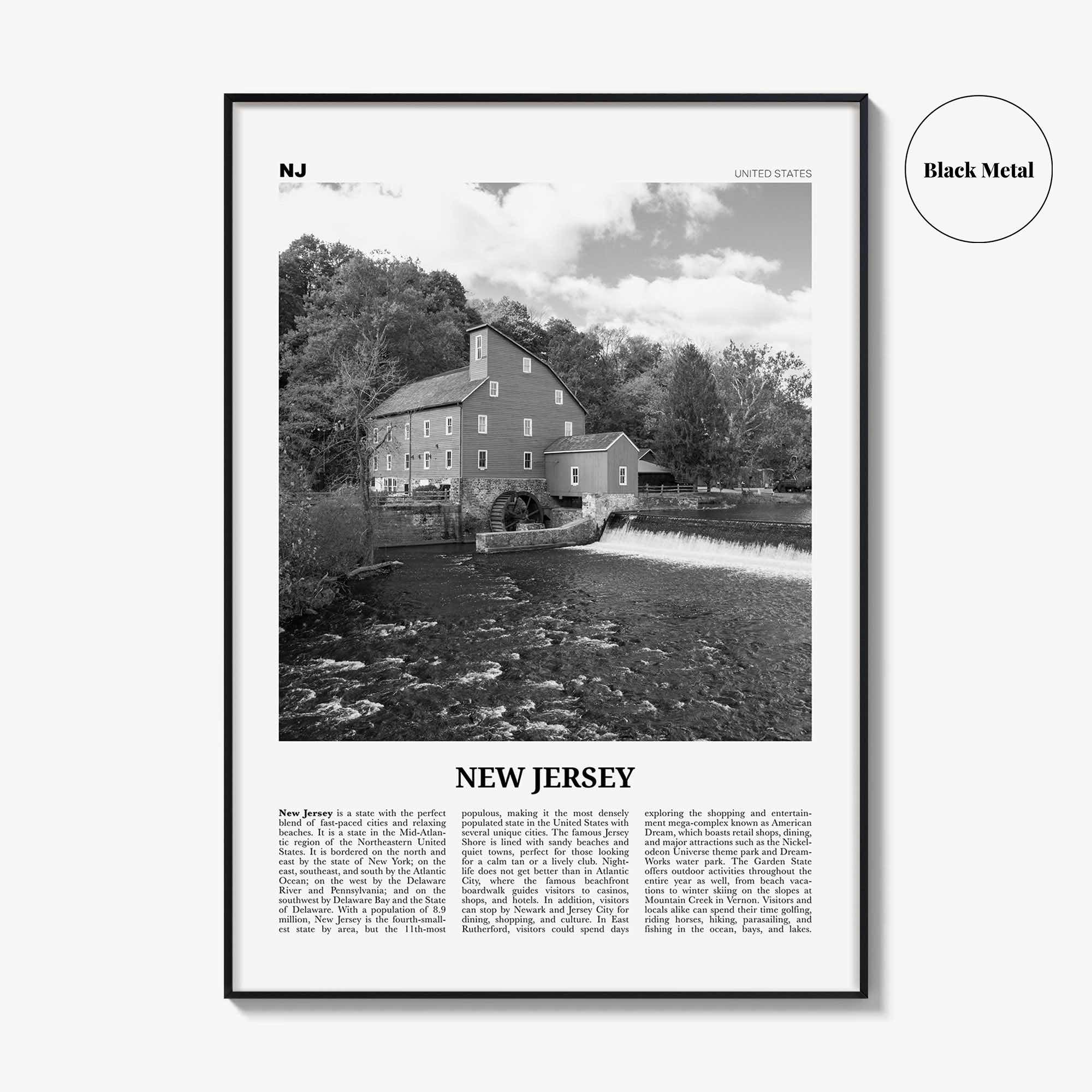 New Jersey Print Black and White No 5, New Jersey Wall Art, New Jersey Poster, New Jersey Photo, New Jersey Wall Décor, New Jersey Map