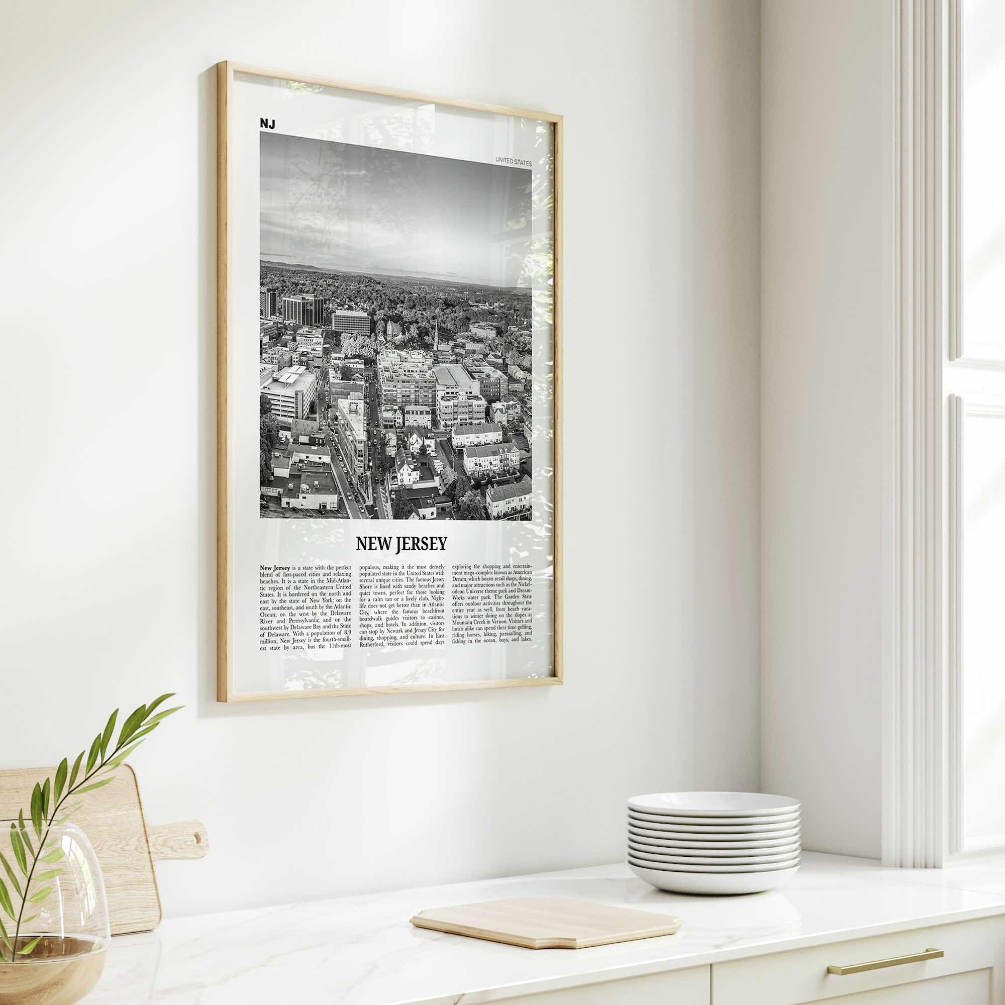 New Jersey Print Black and White No 6, New Jersey Wall Art, New Jersey Poster, New Jersey Photo, New Jersey Wall Décor, New Jersey Map