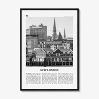New London Print Black and White, New London Wall Art, New London Poster, New London Photo, New London Map, Connecticut, USA