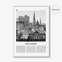 New London Print Black and White, New London Wall Art, New London Poster, New London Photo, New London Map, Connecticut, USA