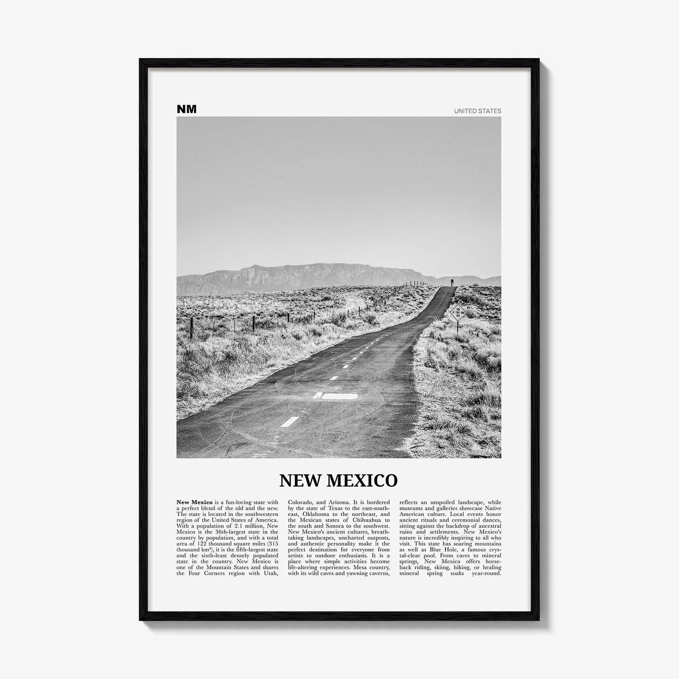 New Mexico Print Black and White No 1, New Mexico Wall Art, New Mexico Poster, New Mexico Photo, USA, United States, North America