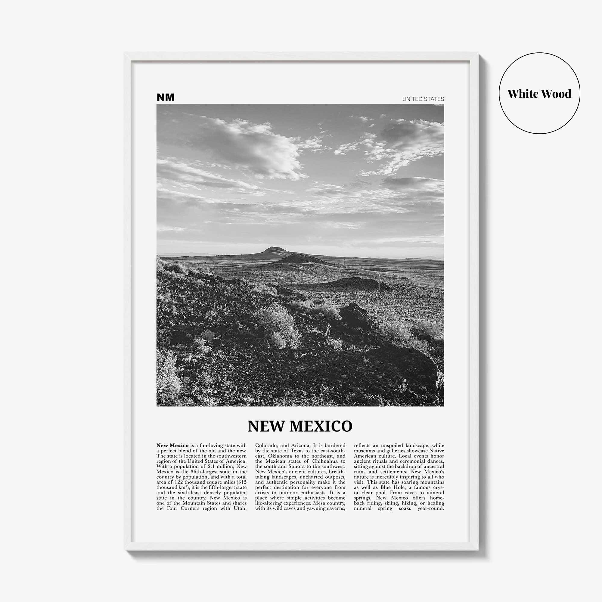 New Mexico Print Black and White No 2, New Mexico Wall Art, New Mexico Poster, New Mexico Photo, New Mexico Wall Décor, New Mexico Map