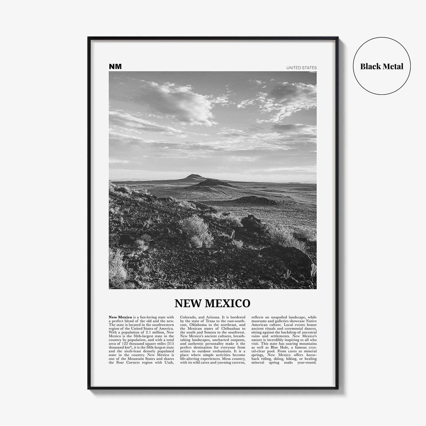 New Mexico Print Black and White No 2, New Mexico Wall Art, New Mexico Poster, New Mexico Photo, New Mexico Wall Décor, New Mexico Map