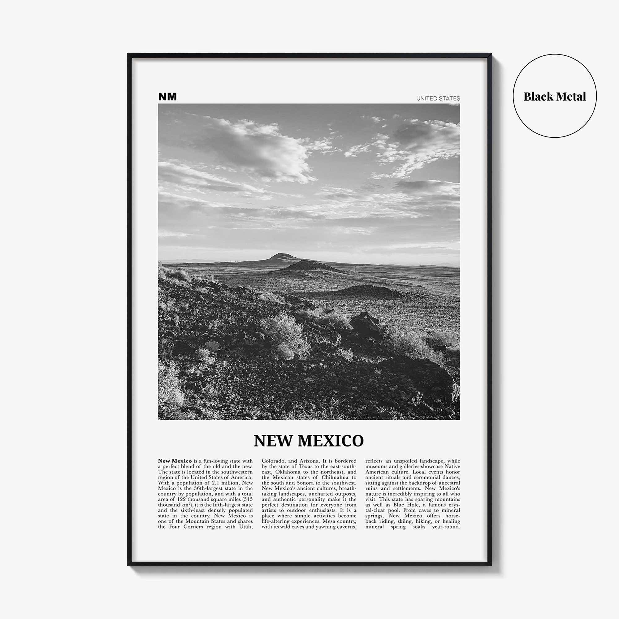 New Mexico Print Black and White No 2, New Mexico Wall Art, New Mexico Poster, New Mexico Photo, New Mexico Wall Décor, New Mexico Map