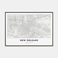 New Orleans Map Landscape Poster