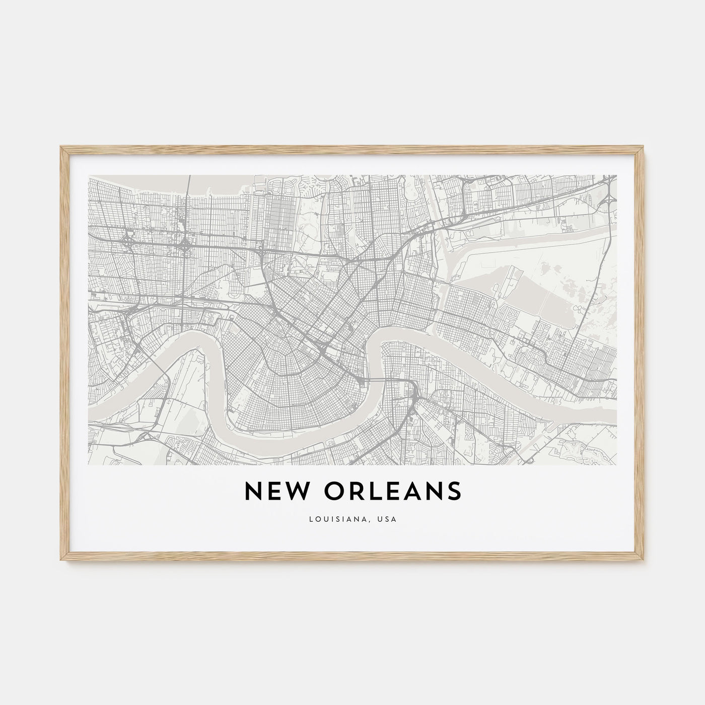 New Orleans Map Landscape Poster