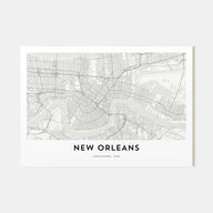 New Orleans Map Landscape Poster