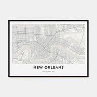 New Orleans Map Landscape Poster
