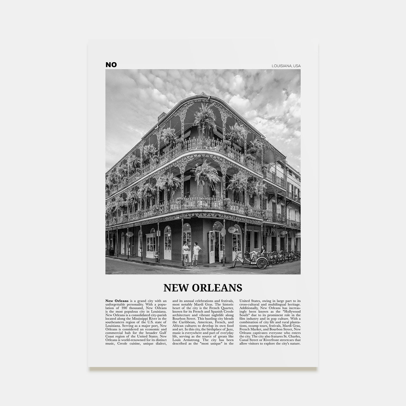 New Orleans Travel B&W No 1 Poster