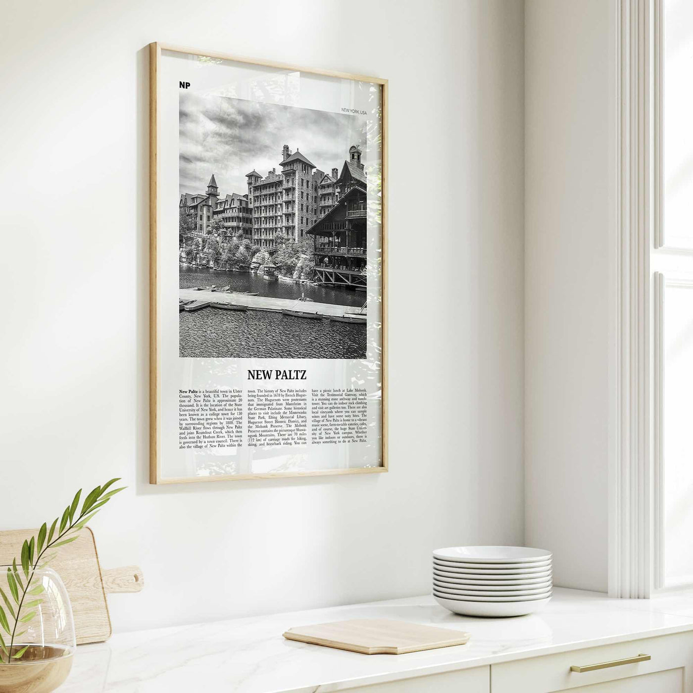 New Paltz Print Black and White, New Paltz Wall Art, New Paltz Poster, New Paltz Photo, New Paltz Wall Décor, New Paltz Map, New York, USA