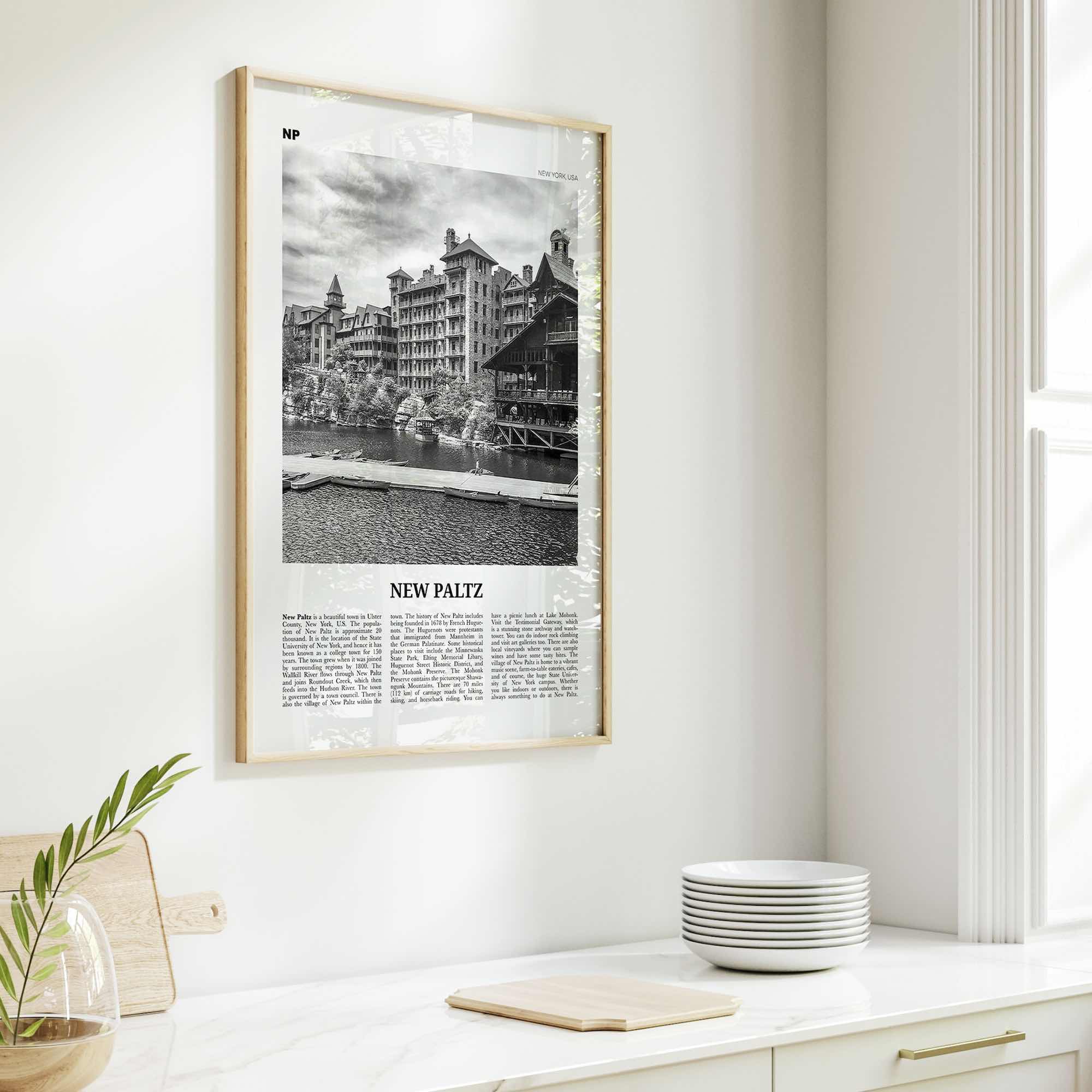 New Paltz Print Black and White, New Paltz Wall Art, New Paltz Poster, New Paltz Photo, New Paltz Wall Décor, New Paltz Map, New York, USA