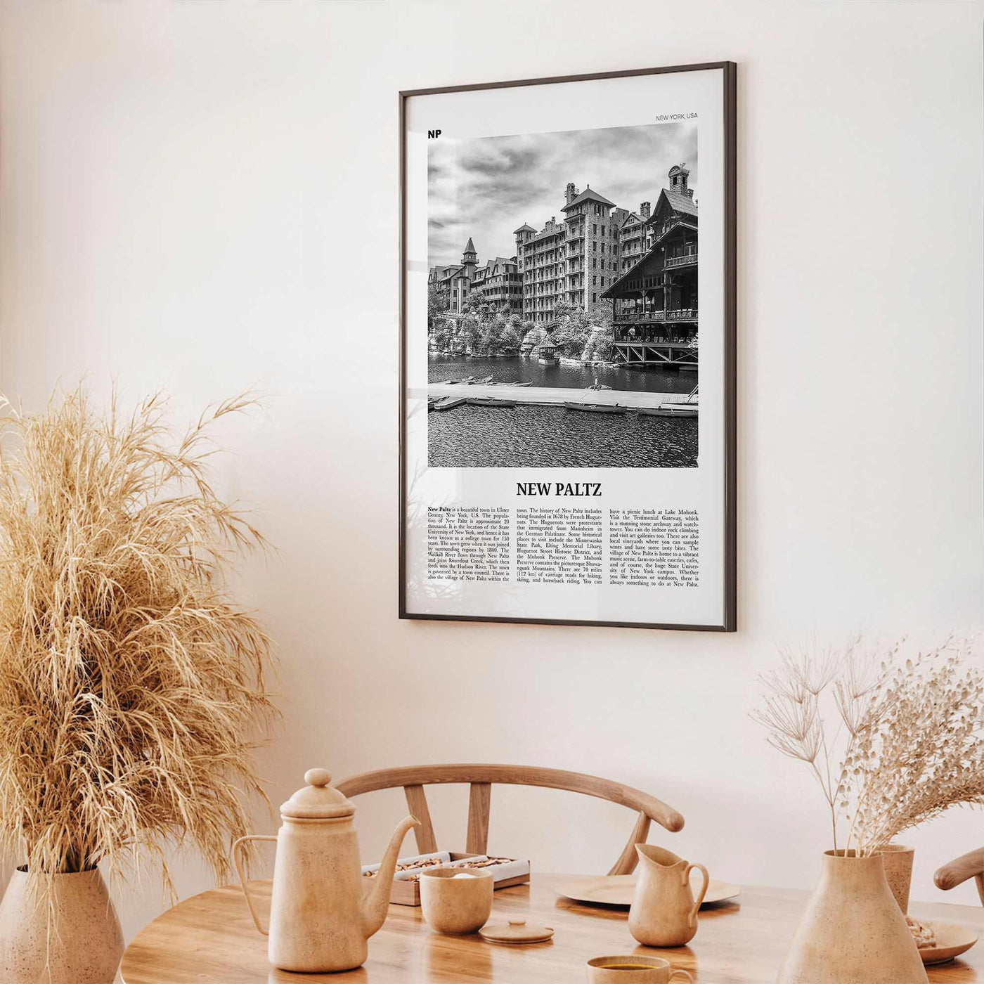 New Paltz Print Black and White, New Paltz Wall Art, New Paltz Poster, New Paltz Photo, New Paltz Wall Décor, New Paltz Map, New York, USA