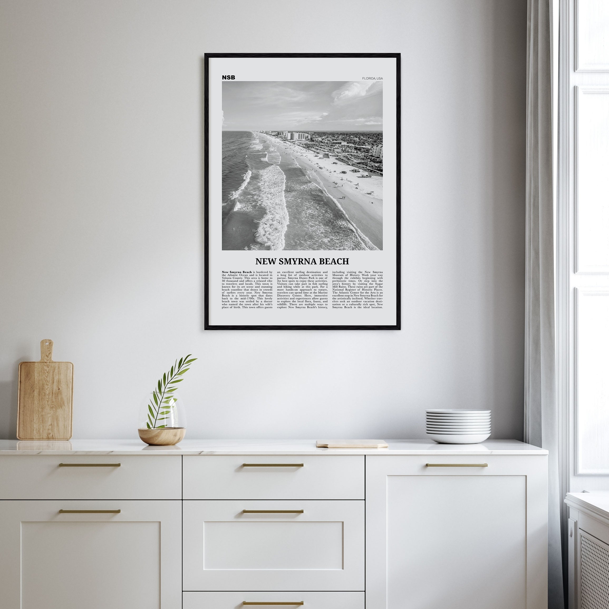 New Smyrna Beach Travel B&W Poster