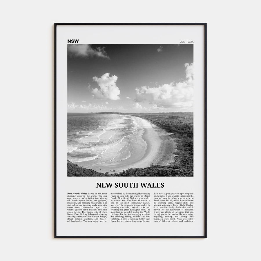 New South Wales Travel B&W Poster