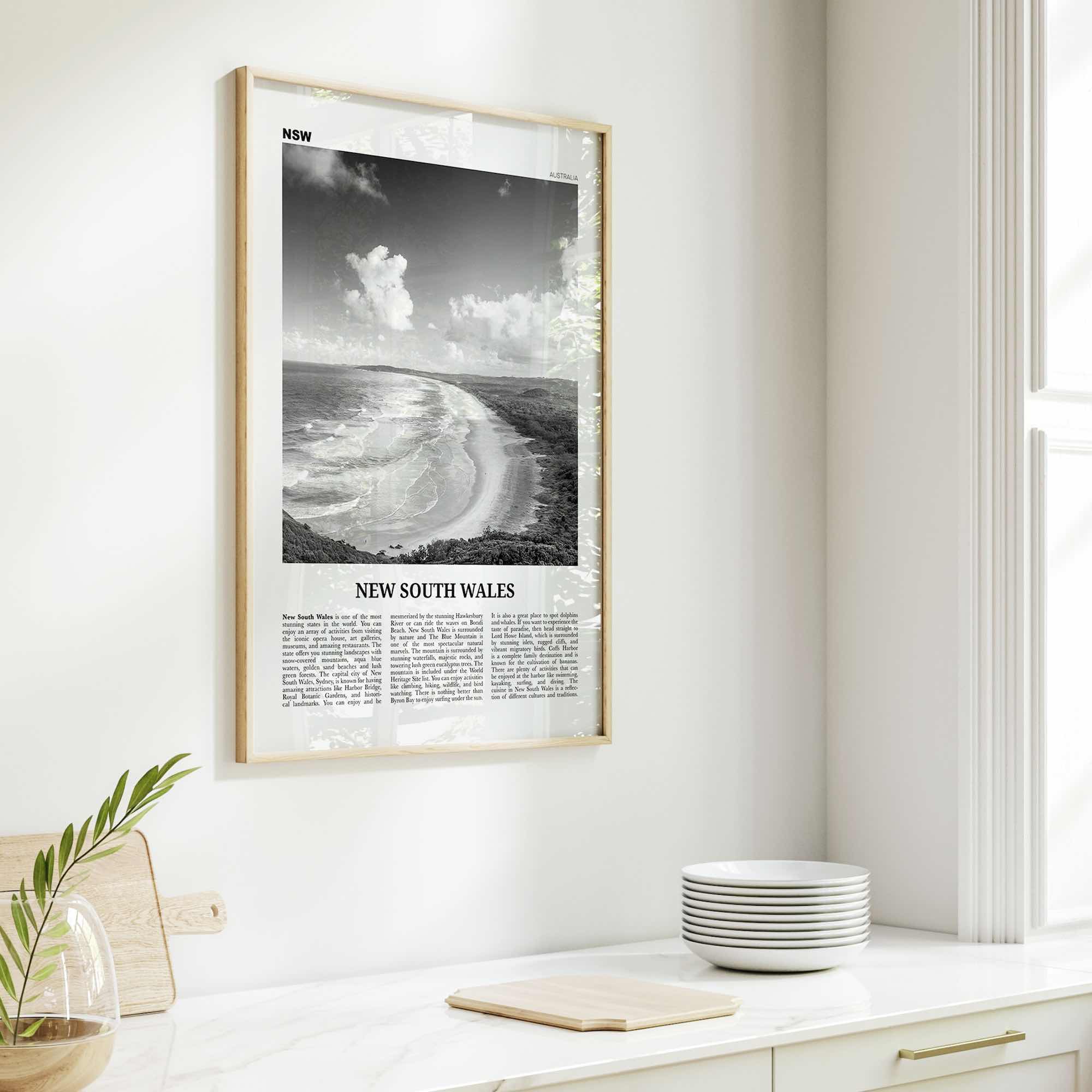New South Wales Print Black and White, New South Wales Wall Art, New South Wales Poster, New South Wales Photo, Australia