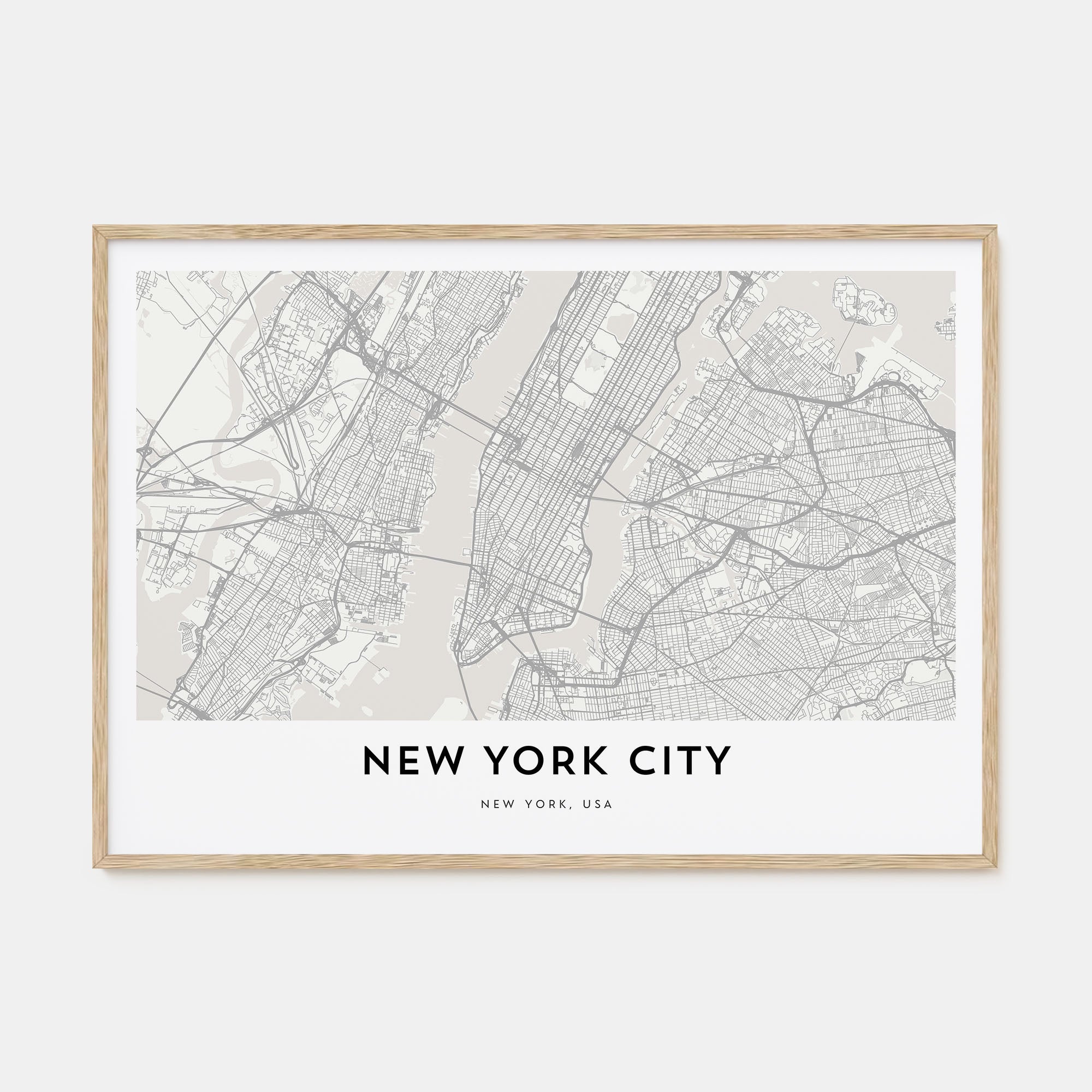New York City Map Landscape Poster