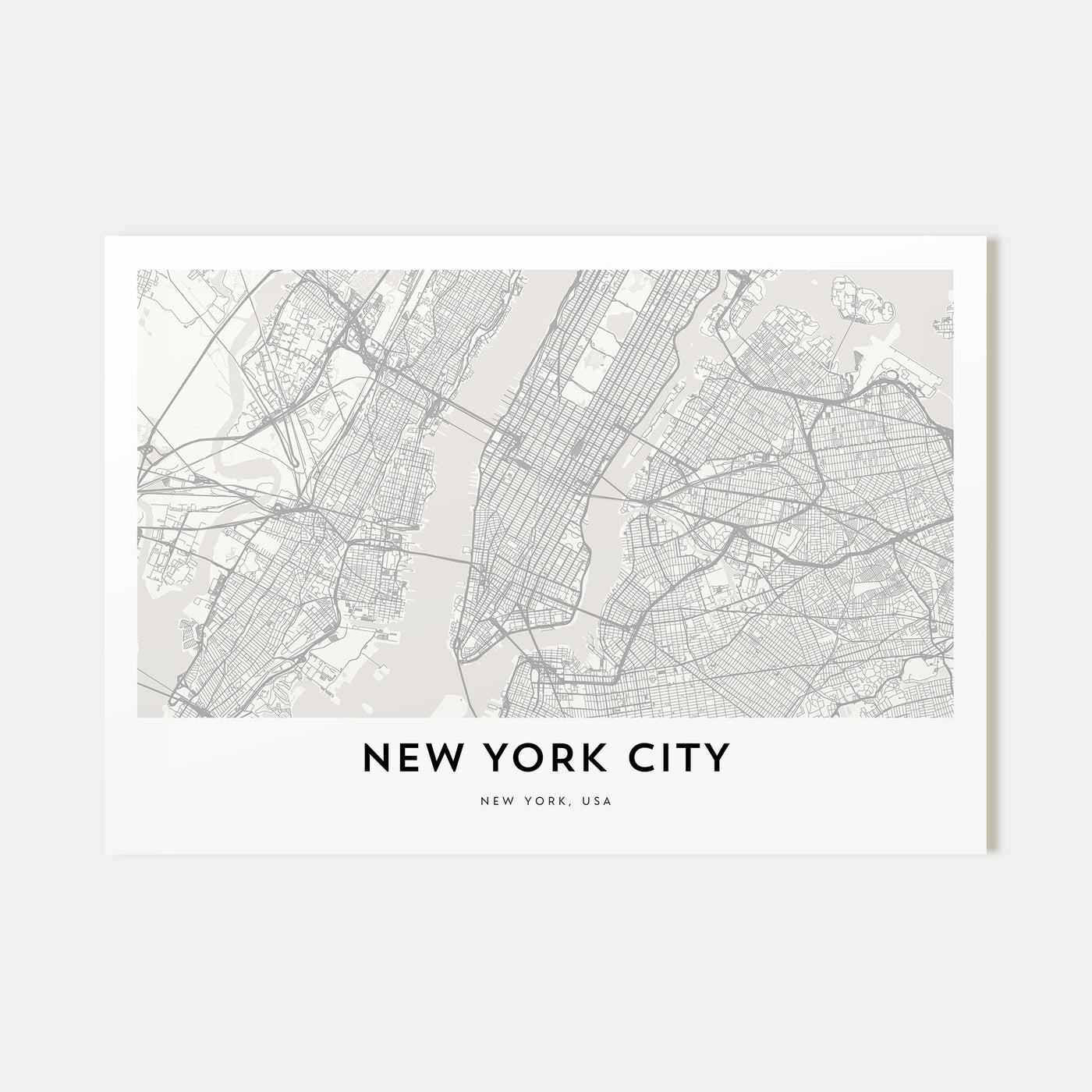 New York City Map Landscape Poster