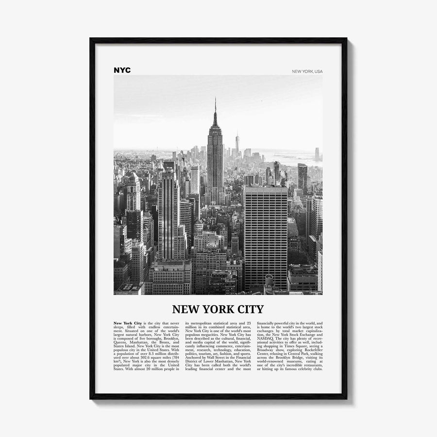New York City Print Black and White No 1, New York Wall Art, New York Poster, New York Photo, NYC Black and White Poster Print, USA