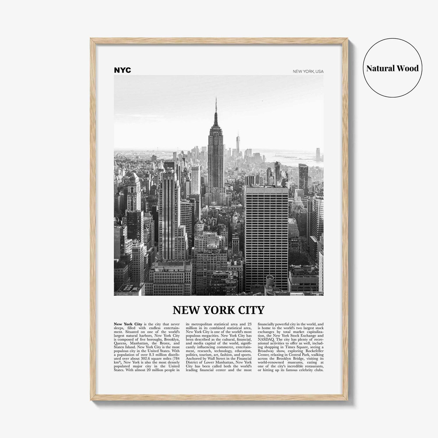 New York City Print Black and White No 1, New York Wall Art, New York Poster, New York Photo, NYC Black and White Poster Print, USA