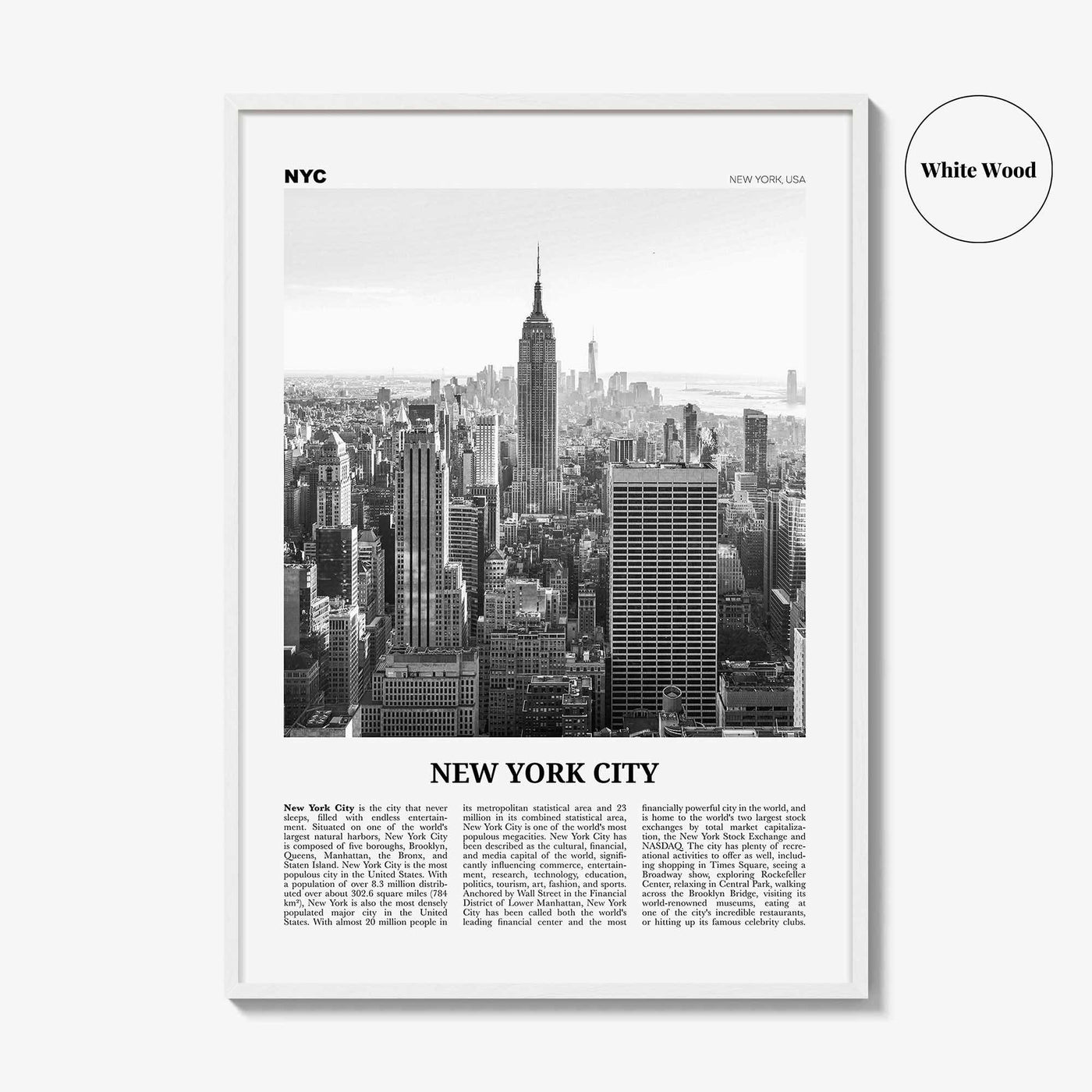 New York City Print Black and White No 1, New York Wall Art, New York Poster, New York Photo, NYC Black and White Poster Print, USA