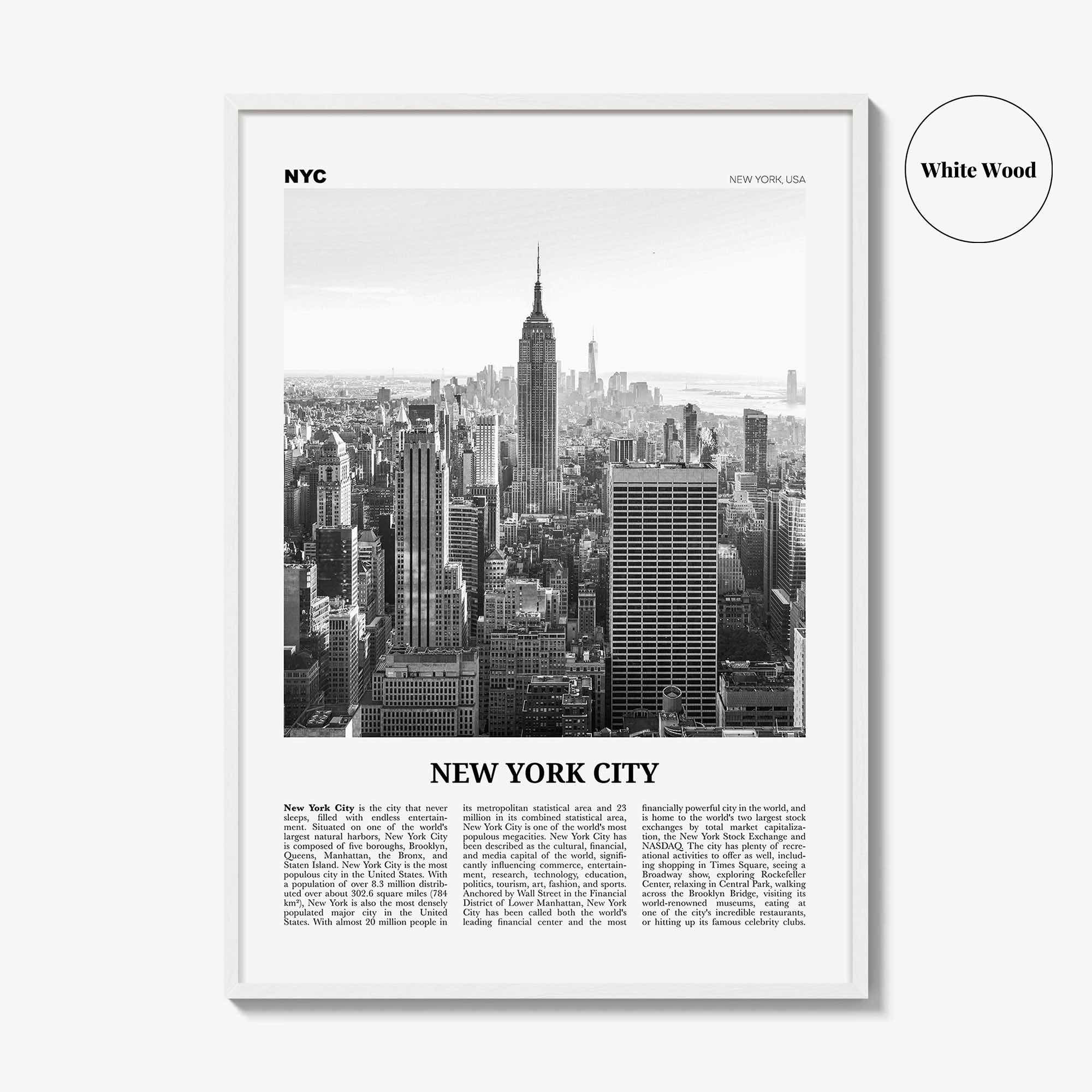 New York City Print Black and White No 1, New York Wall Art, New York Poster, New York Photo, NYC Black and White Poster Print, USA