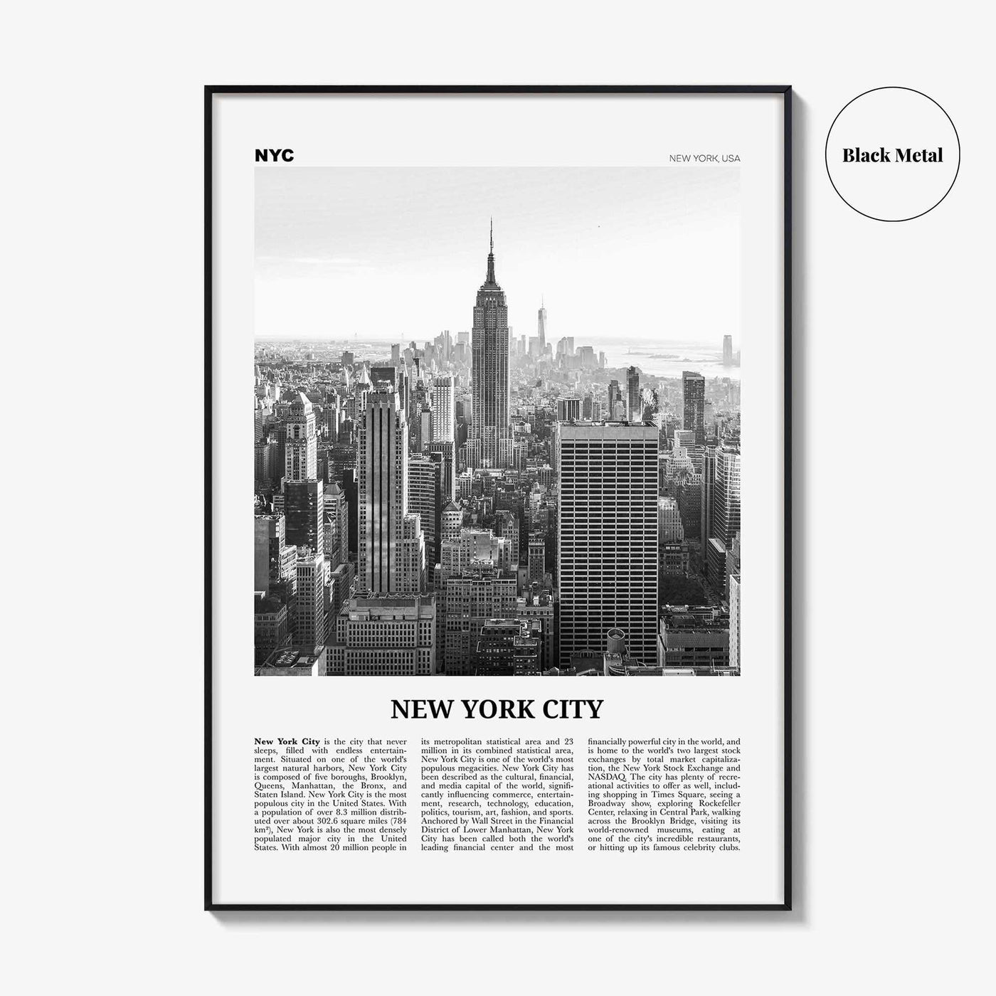 New York City Print Black and White No 1, New York Wall Art, New York Poster, New York Photo, NYC Black and White Poster Print, USA