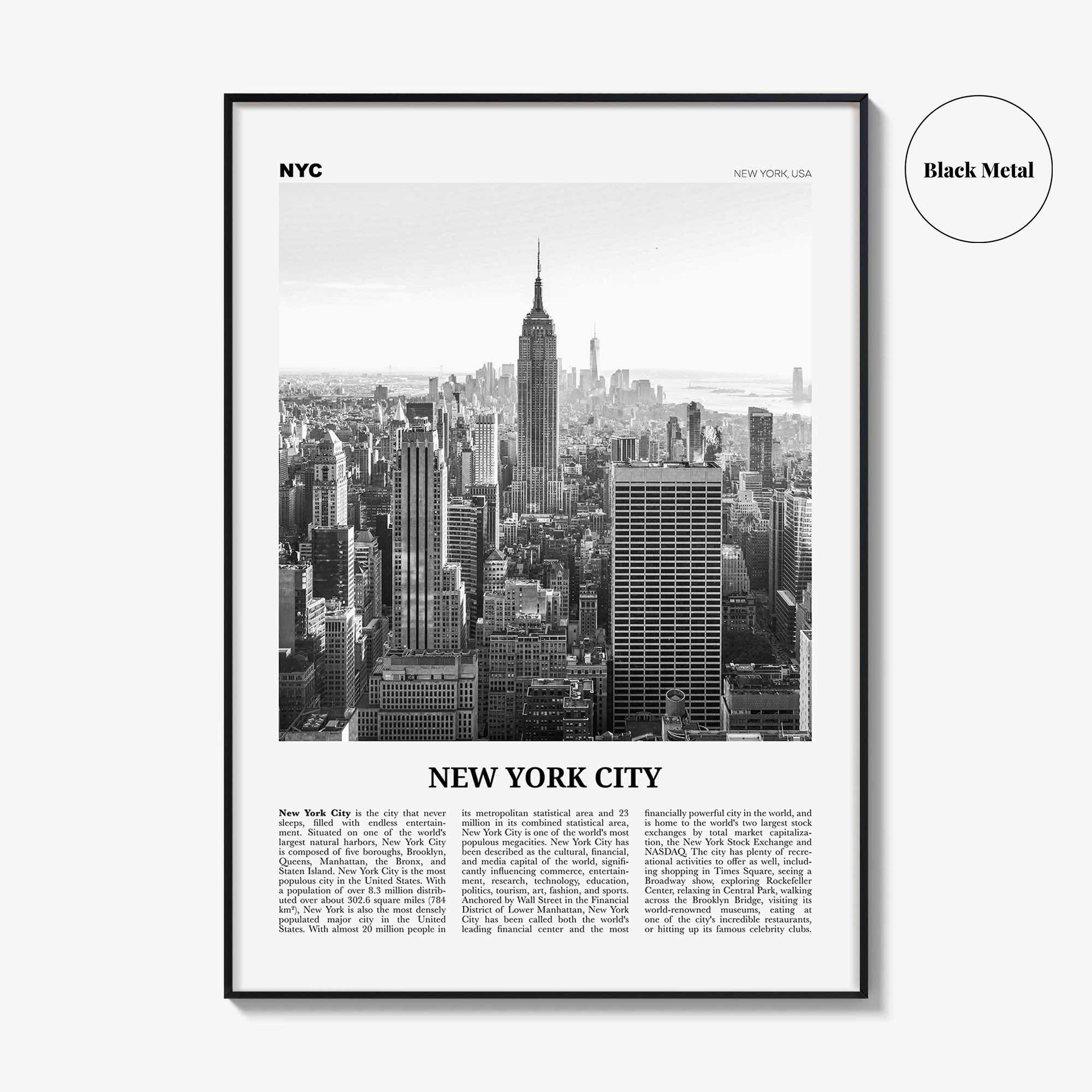 New York City Print Black and White No 1, New York Wall Art, New York Poster, New York Photo, NYC Black and White Poster Print, USA