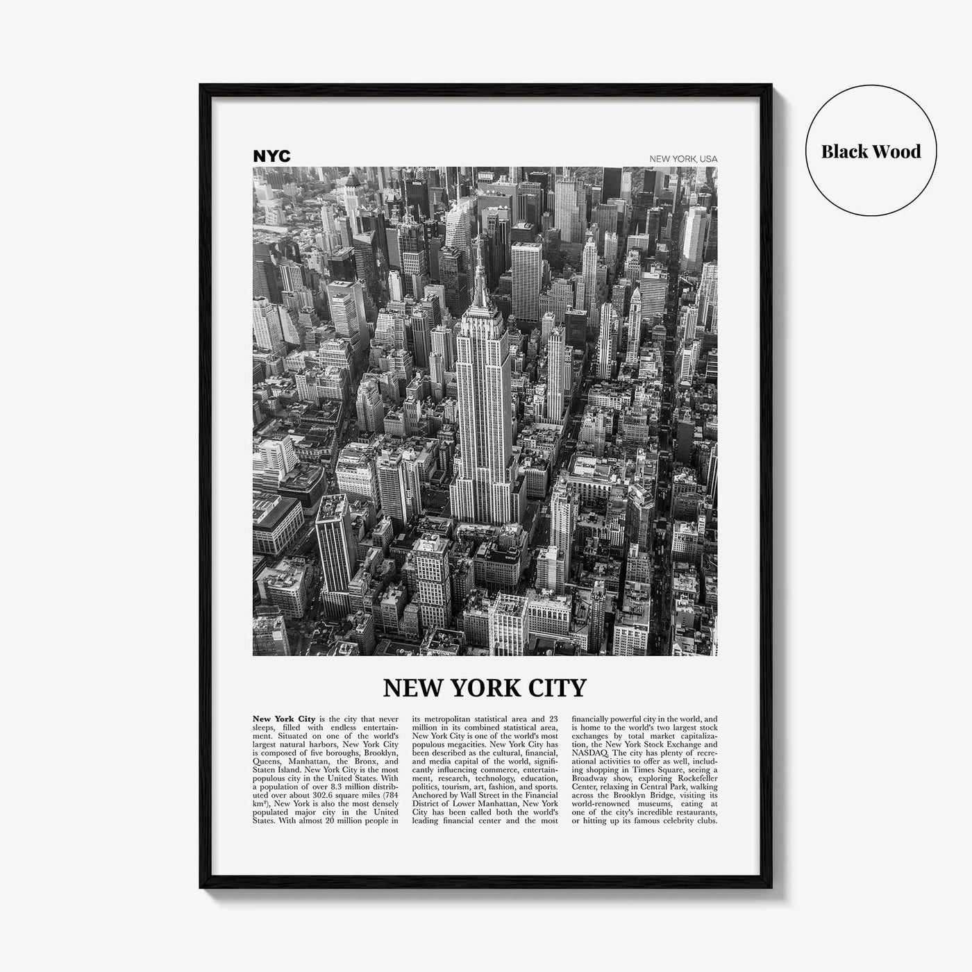 New York City Print Black and White No 2, New York Wall Art, New York Poster, New York Photo, NYC Black and White Poster Print, USA