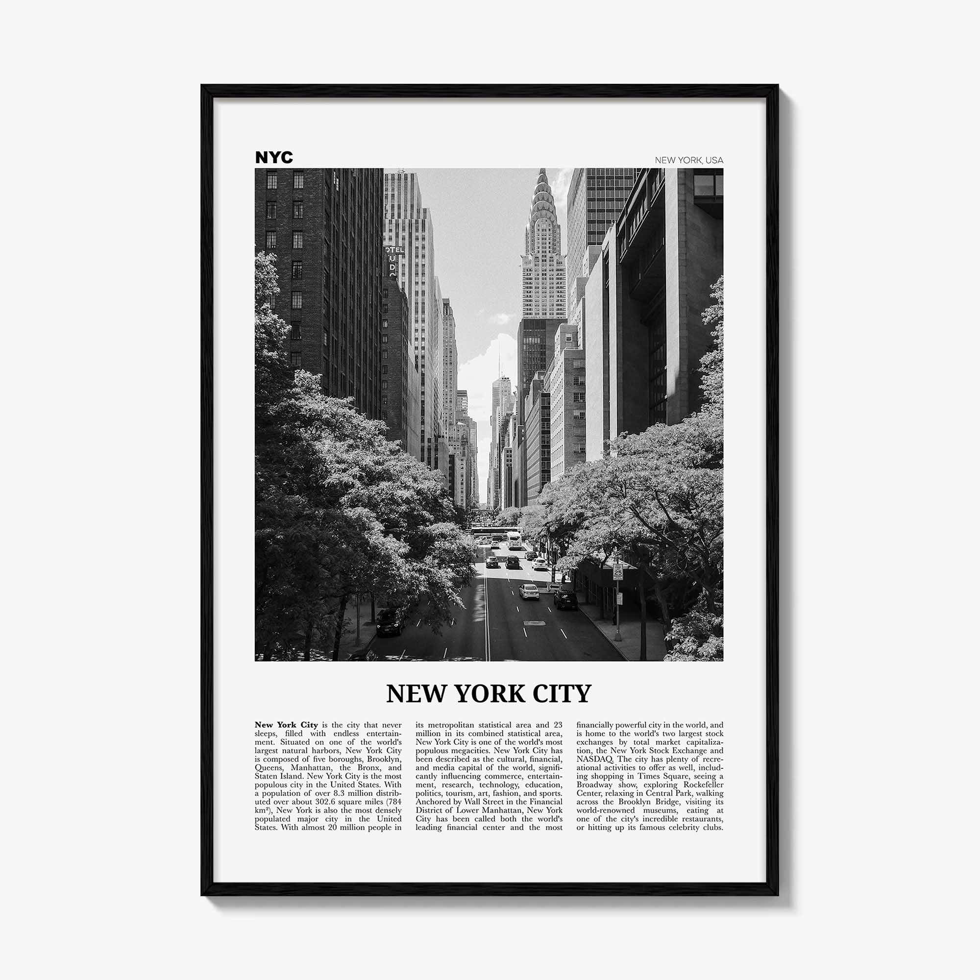 New York City Print Black and White No 4, New York Wall Art, New York Poster, New York Photo, NYC Black and White Poster Print, USA