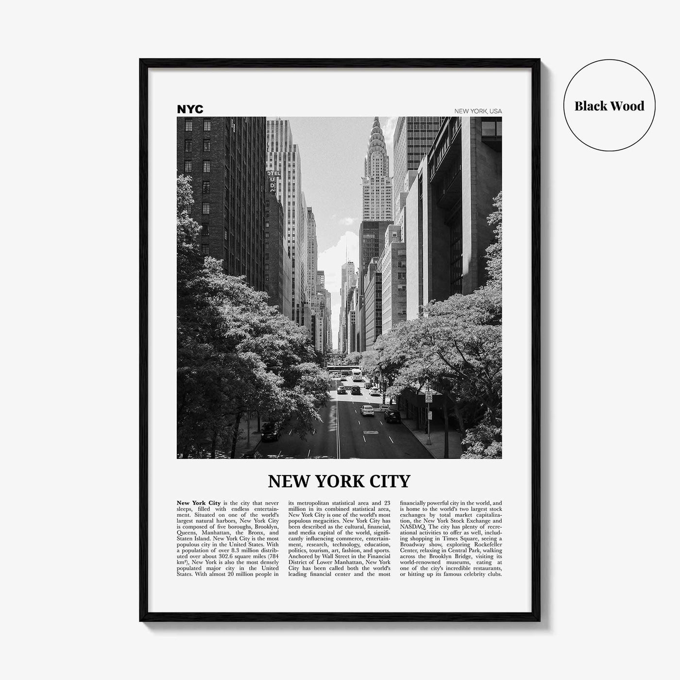 New York City Print Black and White No 4, New York Wall Art, New York Poster, New York Photo, NYC Black and White Poster Print, USA