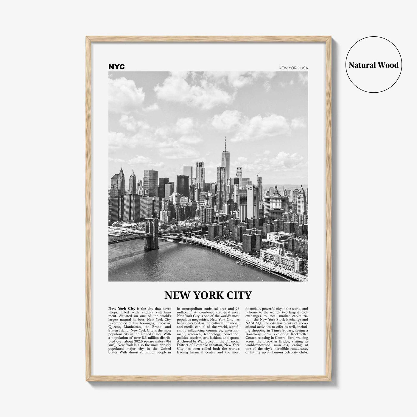 New York City Print Black and White No 7, New York City Wall Art, New York City Poster, New York City Photo, New York City Map, NYC, USA