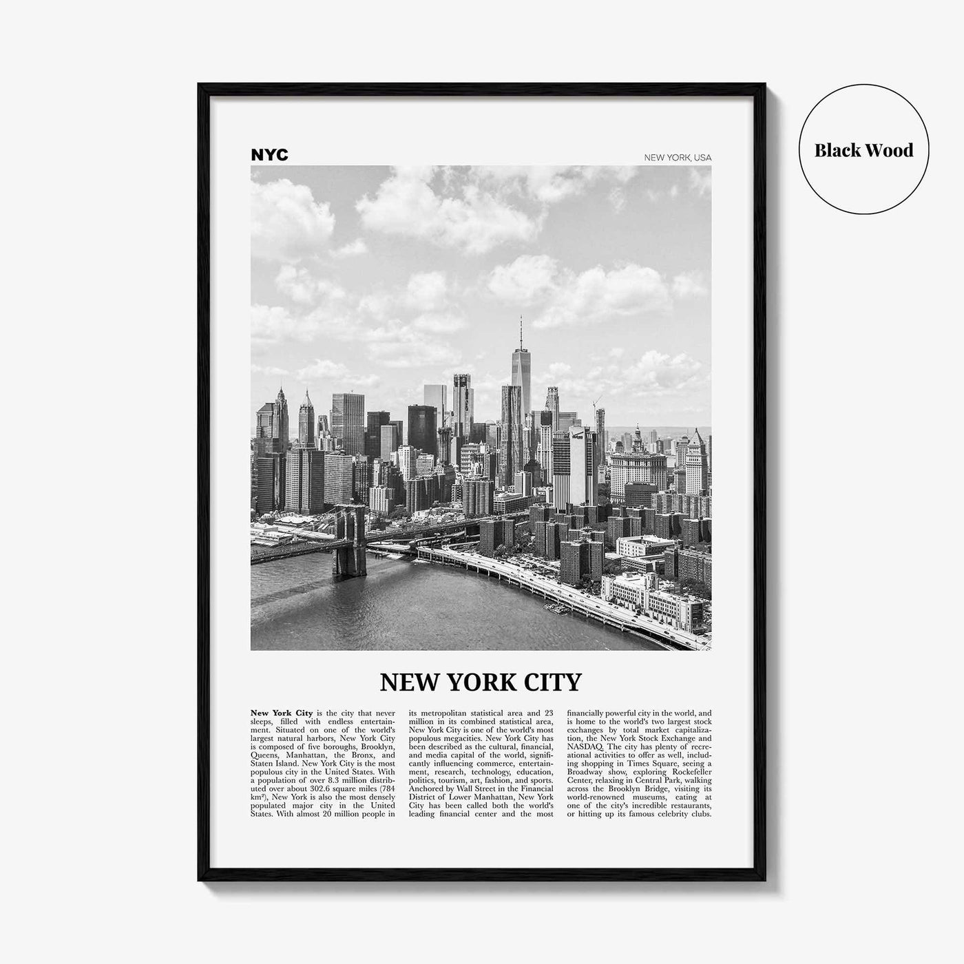 New York City Print Black and White No 7, New York City Wall Art, New York City Poster, New York City Photo, New York City Map, NYC, USA