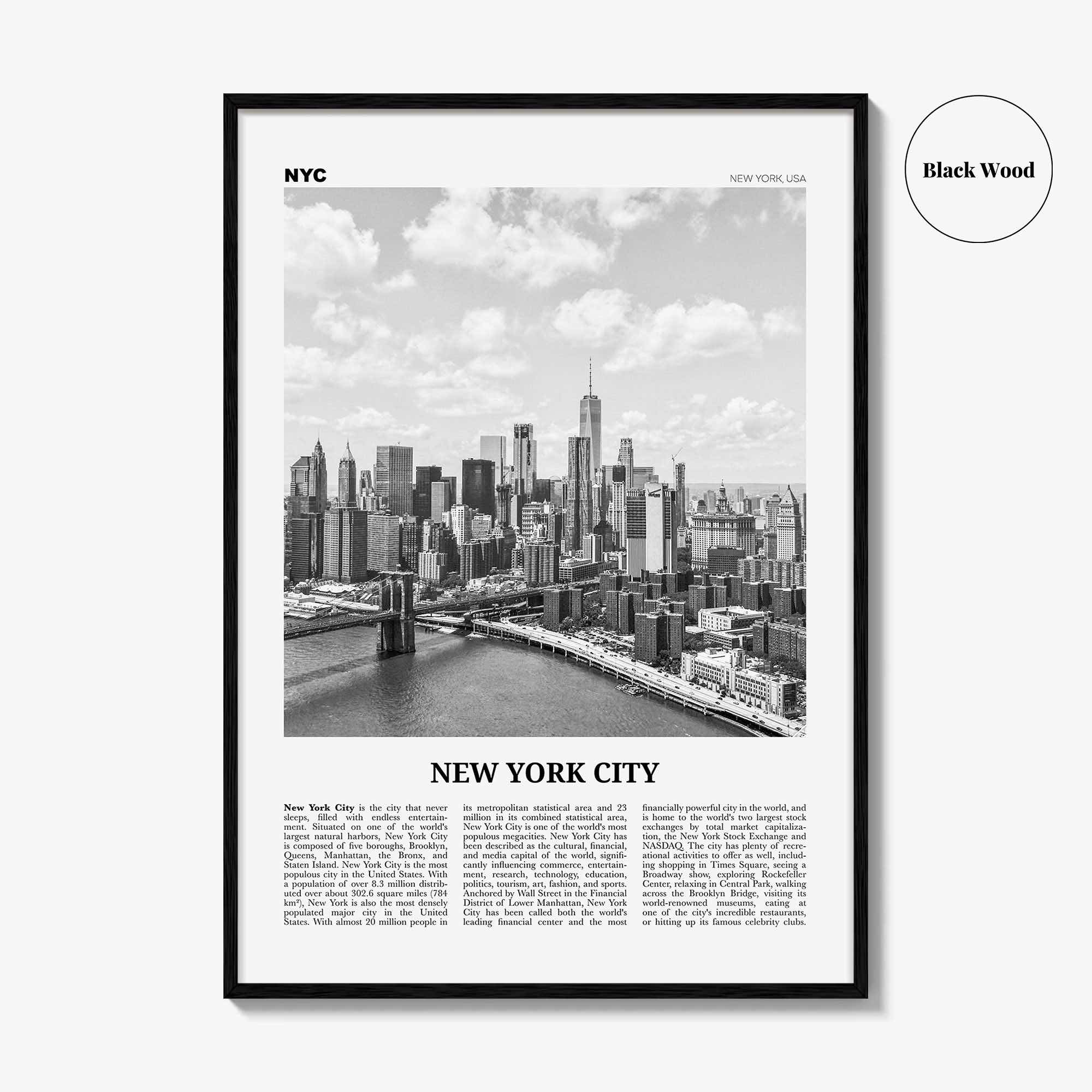 New York City Print Black and White No 7, New York City Wall Art, New York City Poster, New York City Photo, New York City Map, NYC, USA