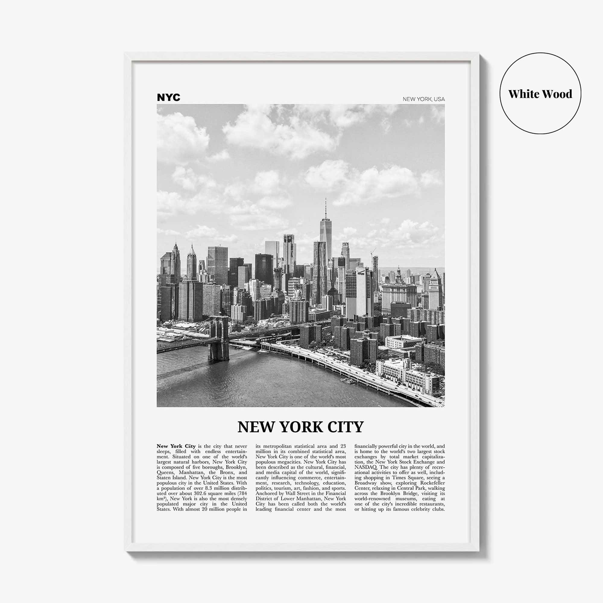 New York City Print Black and White No 7, New York City Wall Art, New York City Poster, New York City Photo, New York City Map, NYC, USA