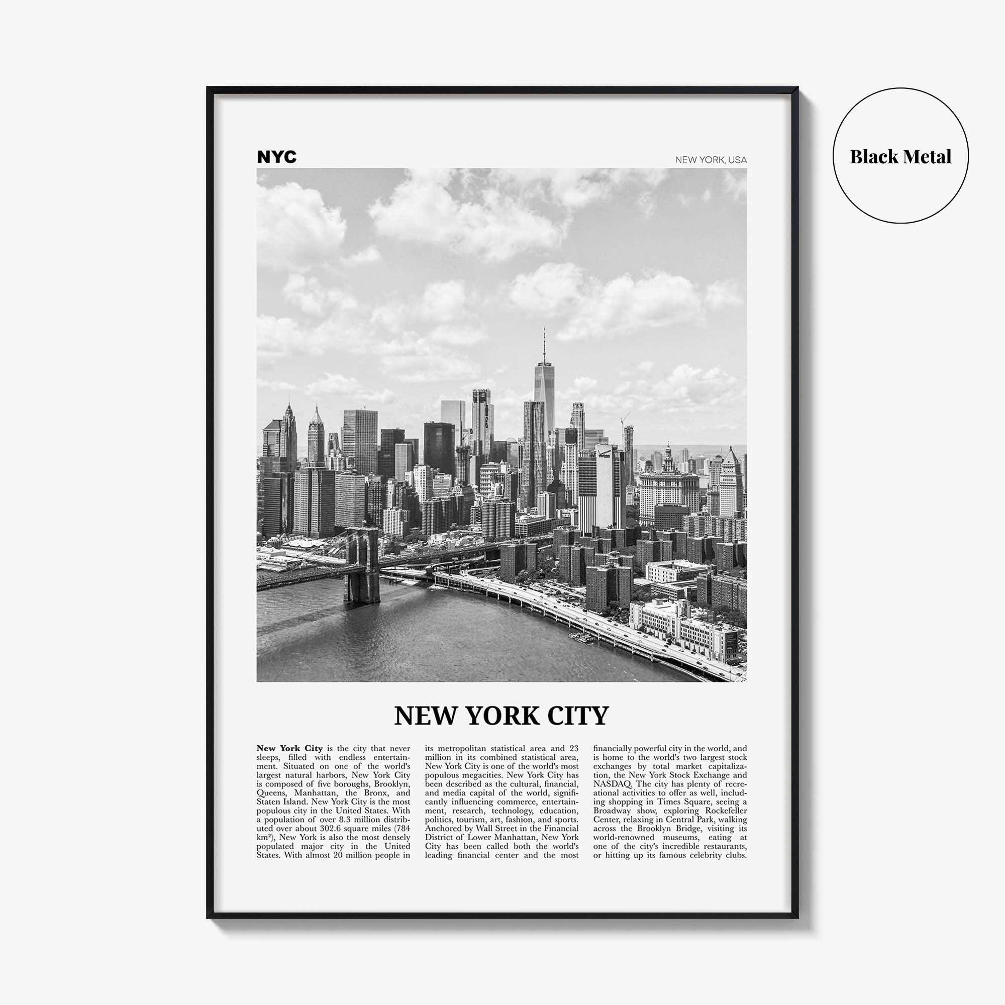 New York City Print Black and White No 7, New York City Wall Art, New York City Poster, New York City Photo, New York City Map, NYC, USA