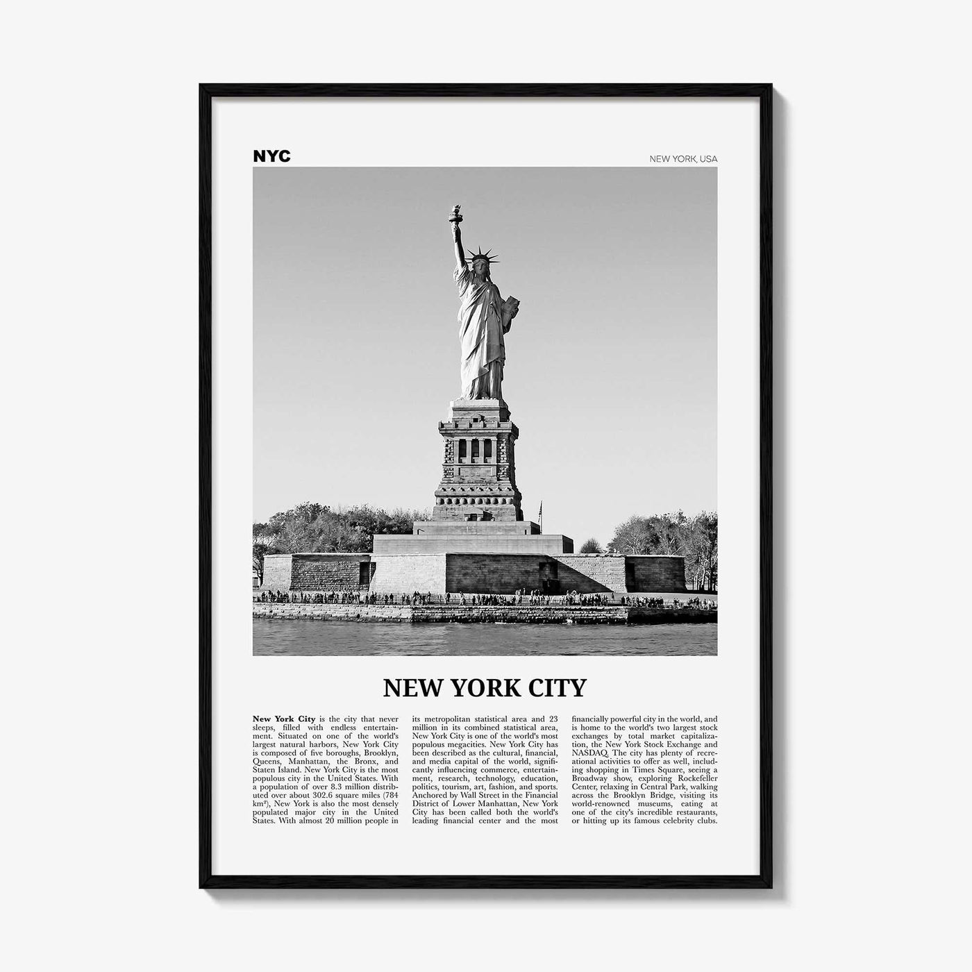 New York City Print Black and White No 8, New York City Wall Art, New York City Poster, New York City Photo, New York City Wall Décor, Map