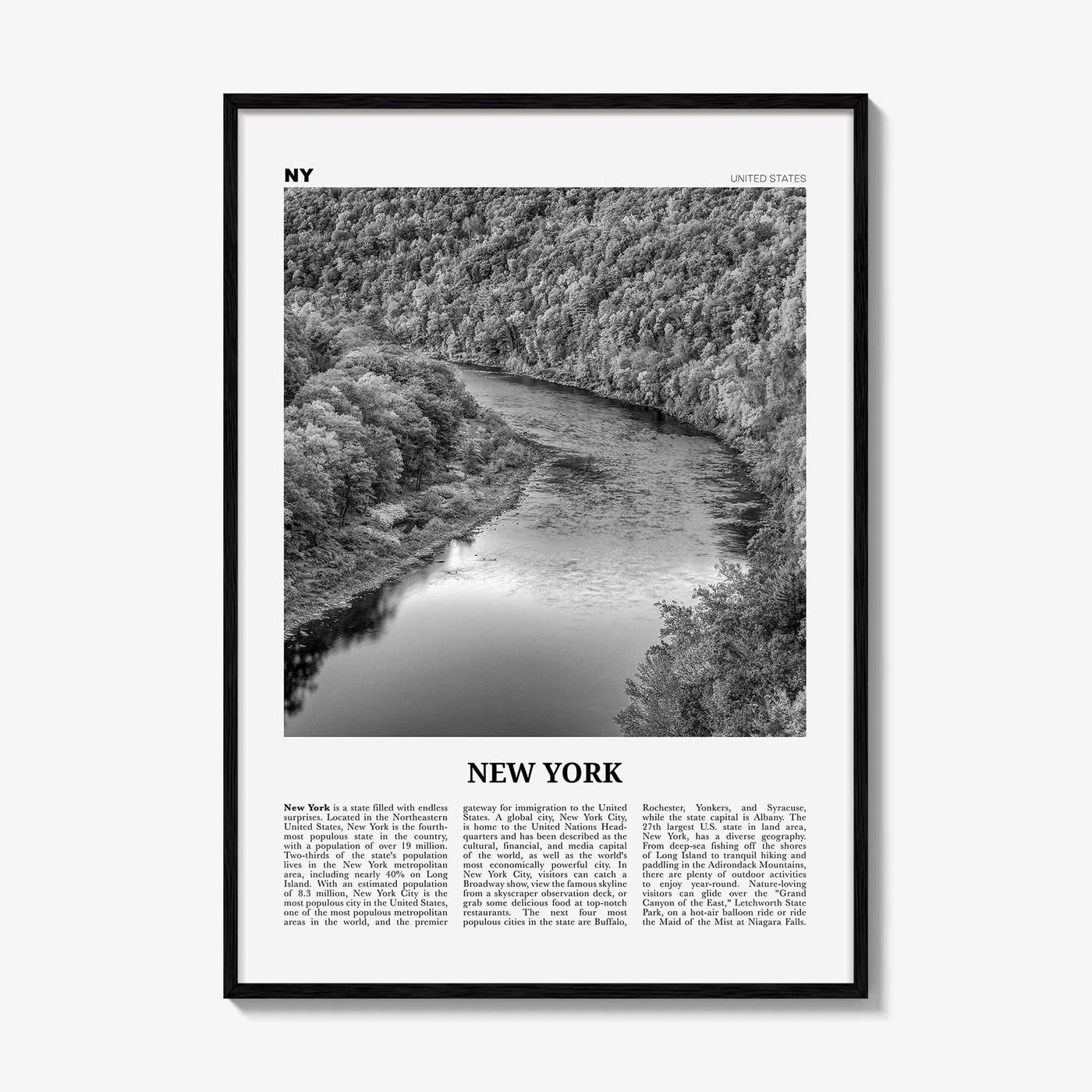 New York State Print Black and White No 2, New York Wall Art, New York Poster, New York Photo, New York Wall Décor, New York Map