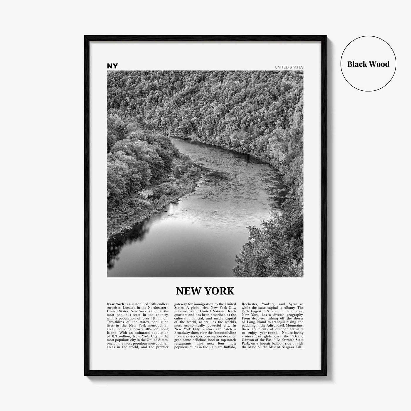 New York State Print Black and White No 2, New York Wall Art, New York Poster, New York Photo, New York Wall Décor, New York Map