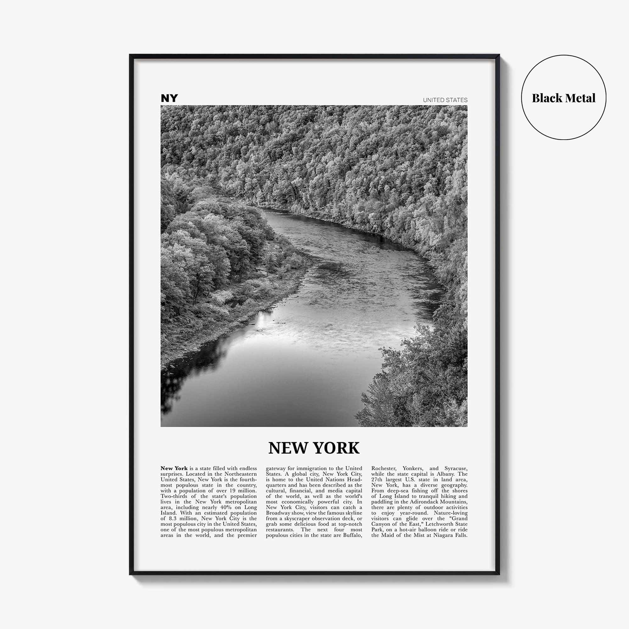 New York State Print Black and White No 2, New York Wall Art, New York Poster, New York Photo, New York Wall Décor, New York Map