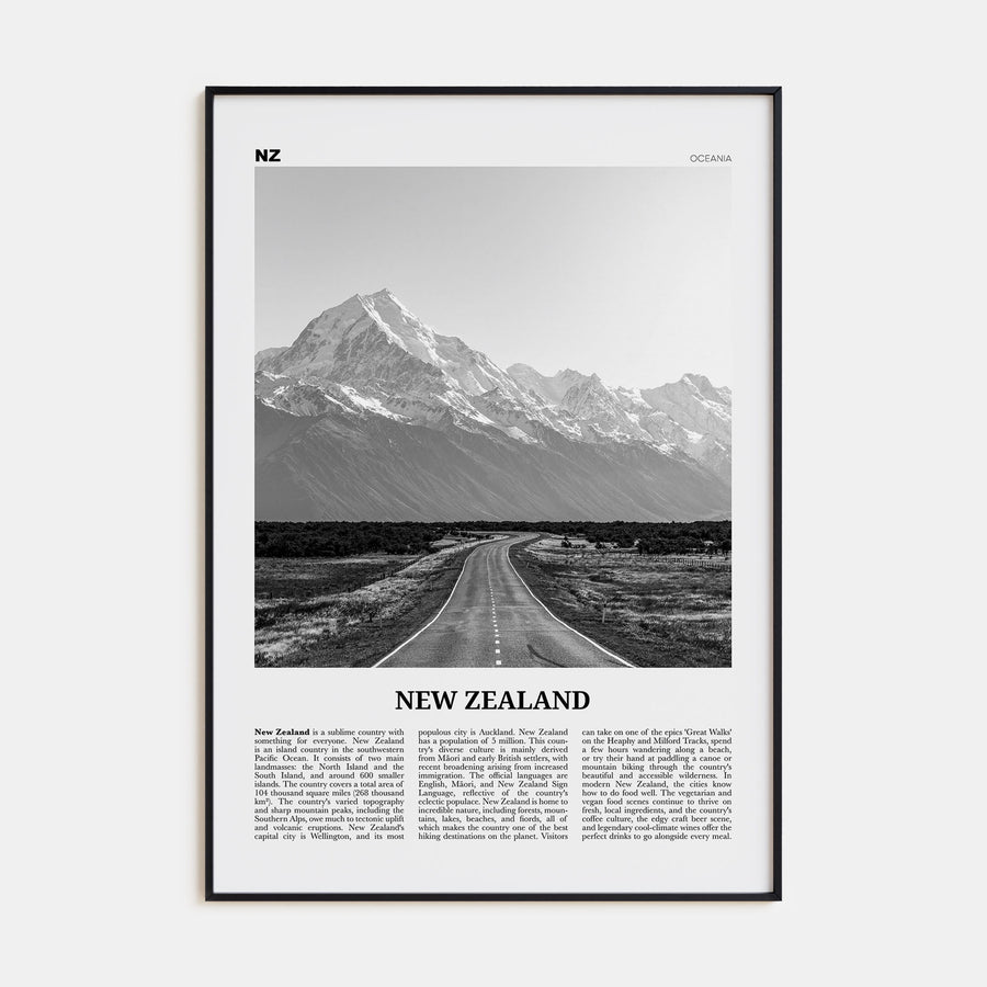 New Zealand Travel B&W No 1 Poster