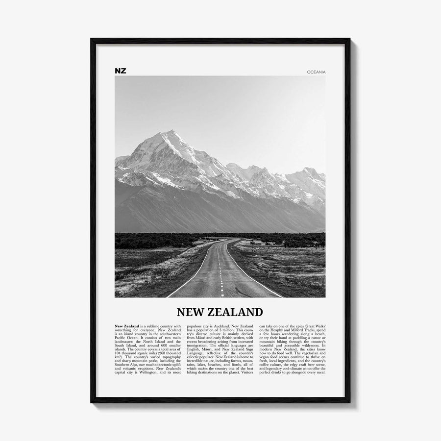 New Zealand Print Black and White No 1, New Zealand Wall Art, New Zealand Poster, New Zealand Photo, NZ, Wellington, Auckland, Oceania