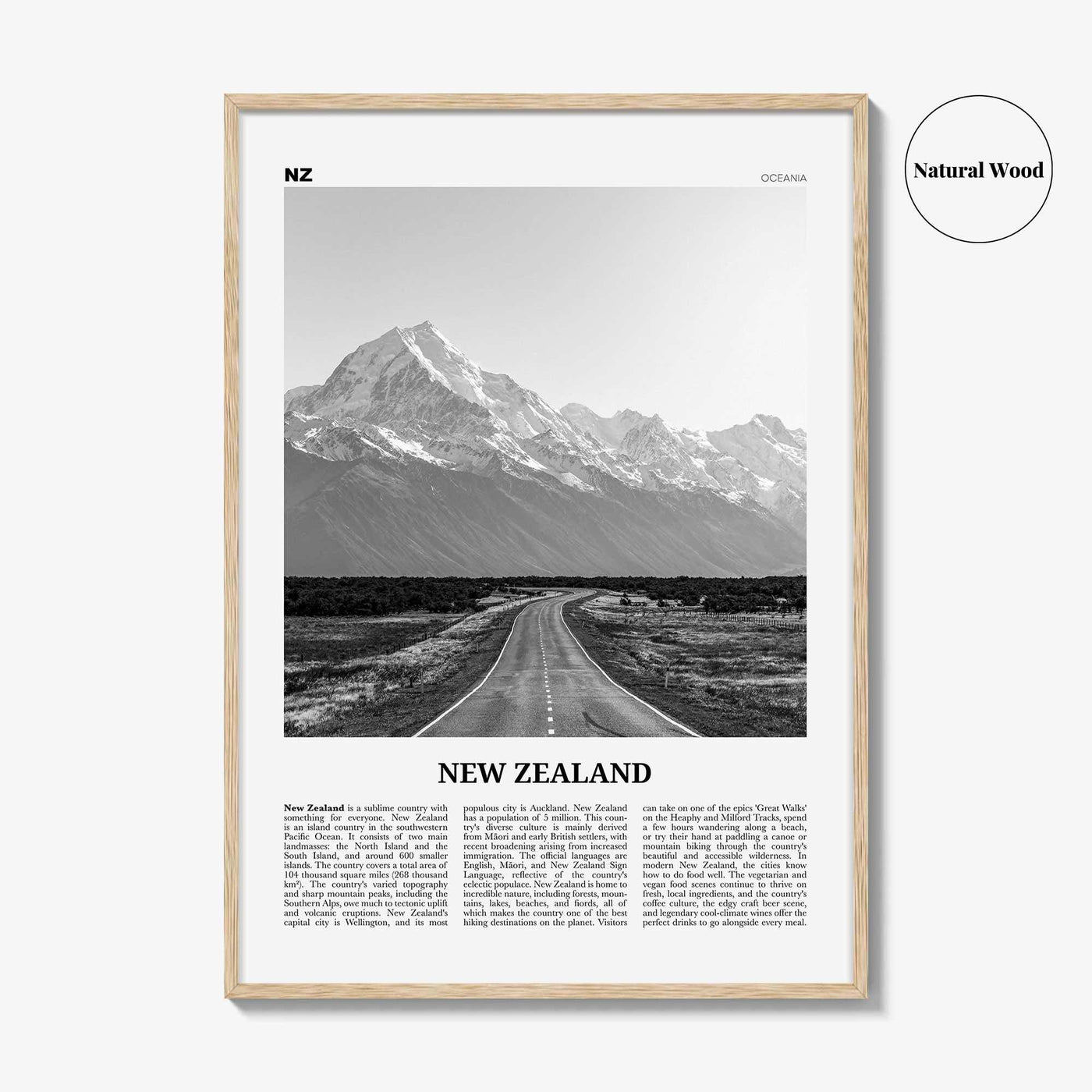 New Zealand Print Black and White No 1, New Zealand Wall Art, New Zealand Poster, New Zealand Photo, NZ, Wellington, Auckland, Oceania