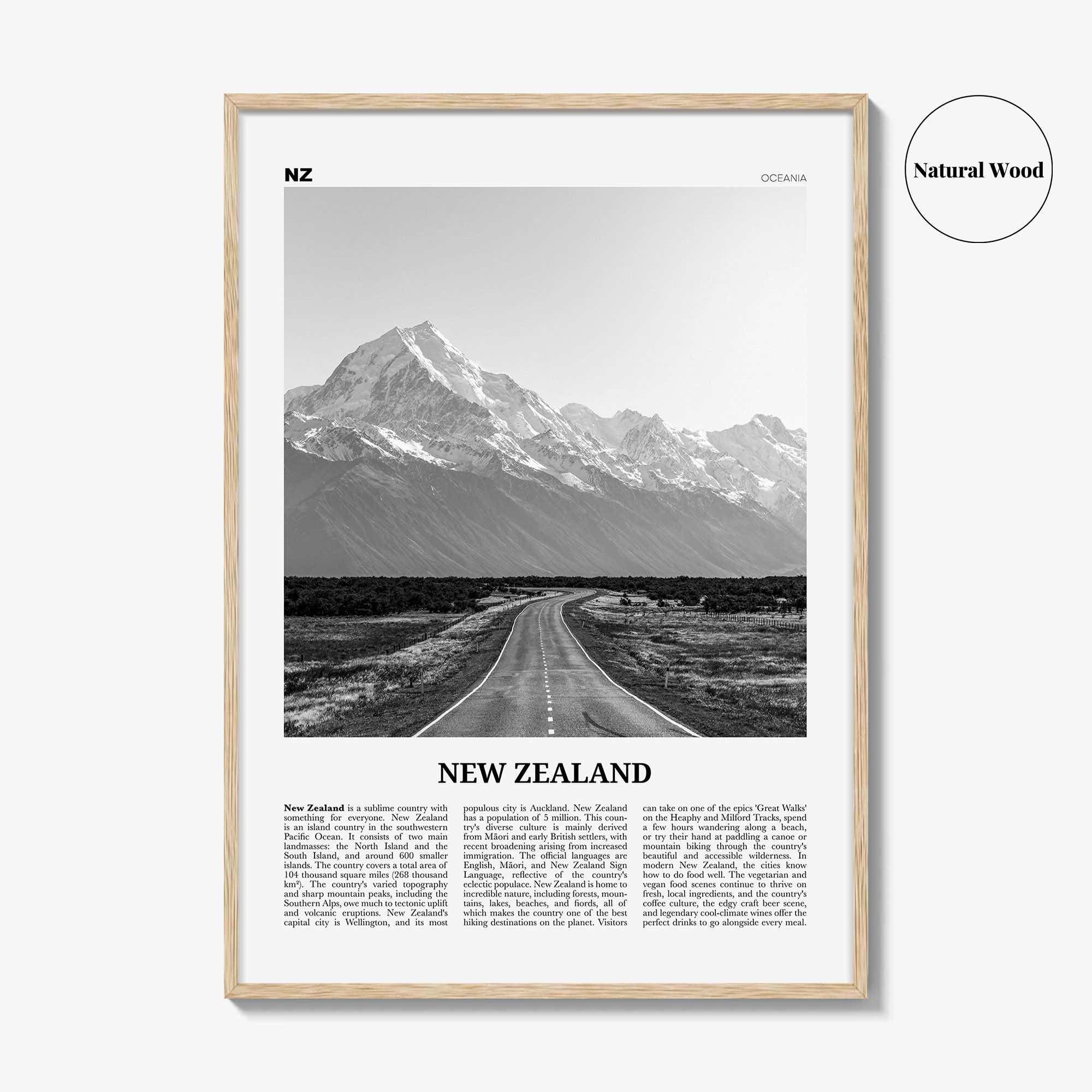 New Zealand Print Black and White No 1, New Zealand Wall Art, New Zealand Poster, New Zealand Photo, NZ, Wellington, Auckland, Oceania