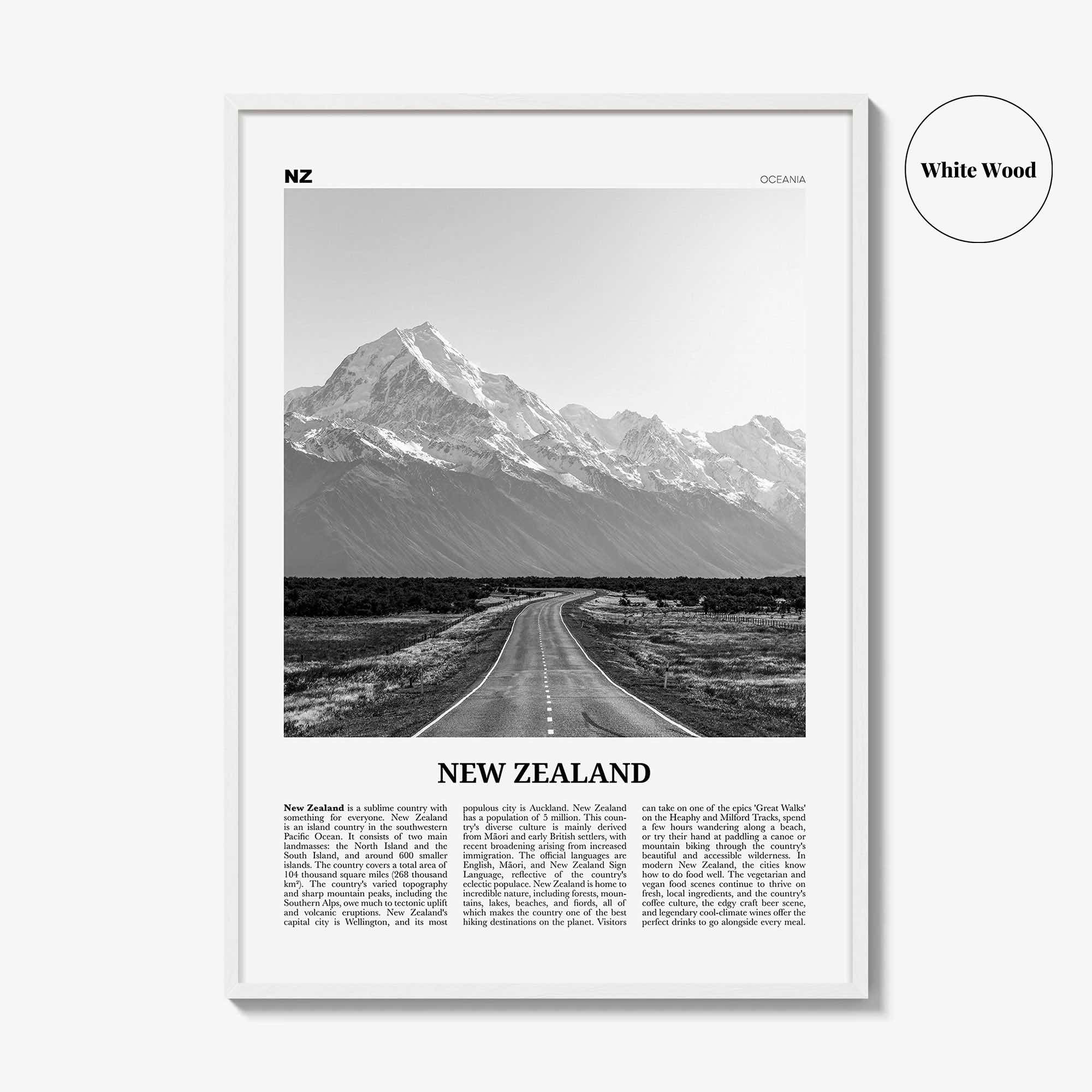 New Zealand Print Black and White No 1, New Zealand Wall Art, New Zealand Poster, New Zealand Photo, NZ, Wellington, Auckland, Oceania